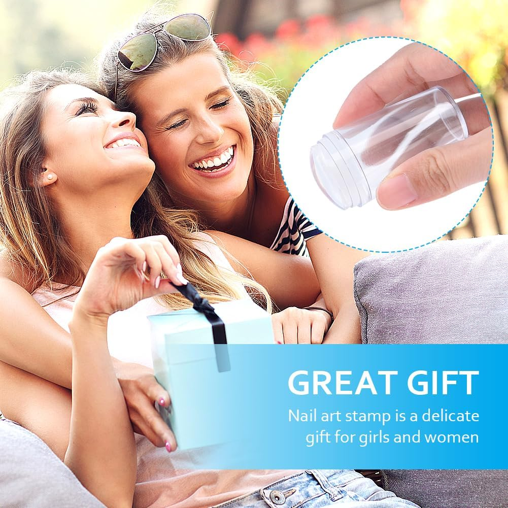 Clear Nail Art Stamper Scraper Set, Silicone French Manicure Stamp, Nail Jelly Stamp, with Cap, for DIY Nail Art Tools Accessories, for French Smile Line Tools (Transparent) image number 1