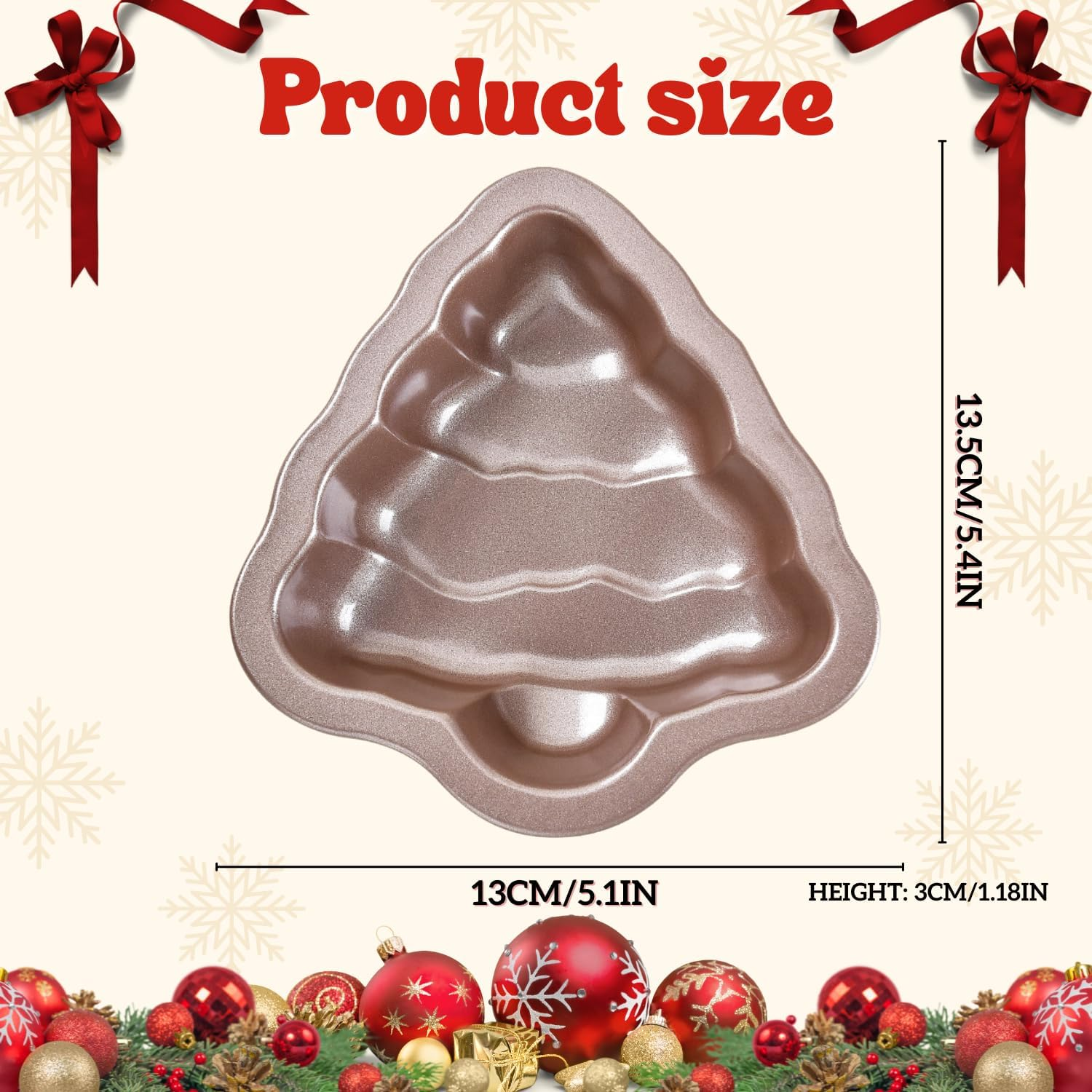 Crethinkaty Christmas Tree Shape Mini Cake Pan Pie Molds, 5.3 in Cake Tin Non Stick Bakeware for Christmas Cake Chocolate Fondant Sweets Baking Molds image number 1
