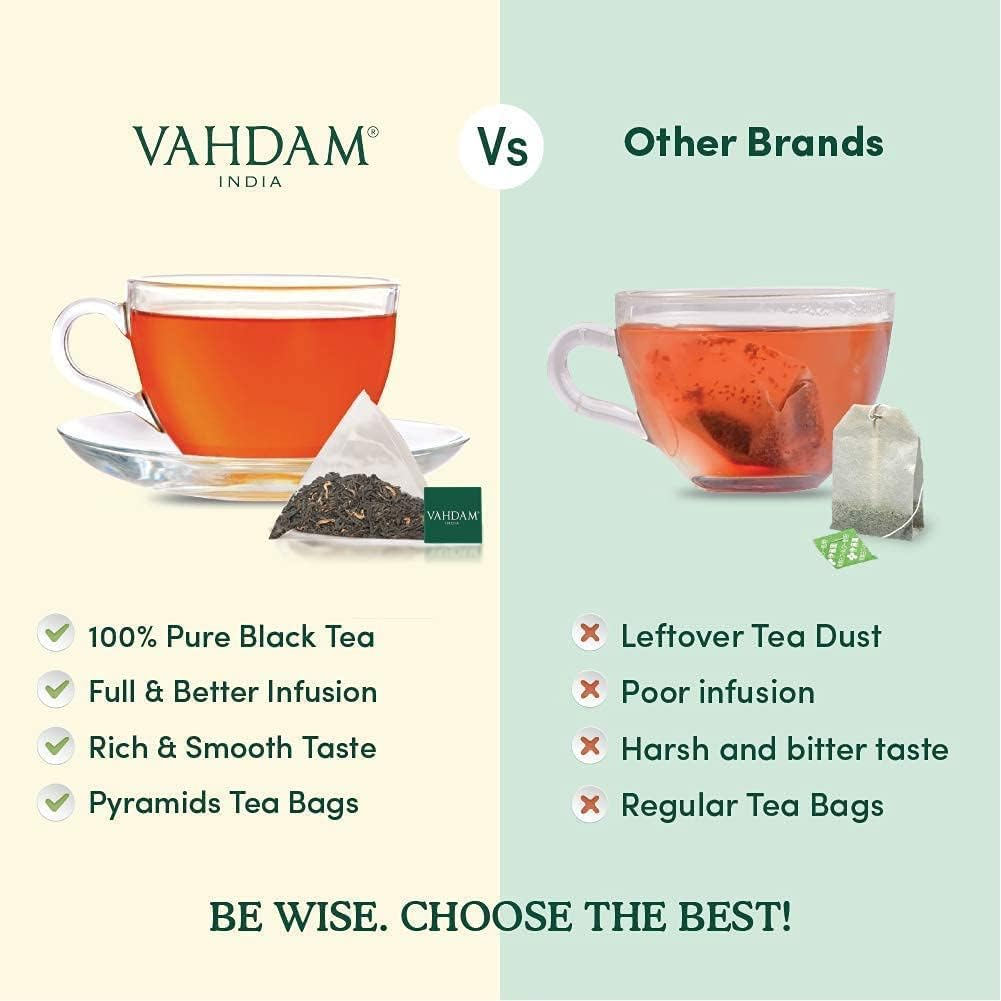 VAHDAM, English Breakfast Tea, 15 Tea Bags High Energy & Caffeine, Healthy Coffee Substitute | Strong, Robust & Tasteful Black Tea | Tea to Brew Hot, Ice or Milk | ANTIOXIDANTS Rich