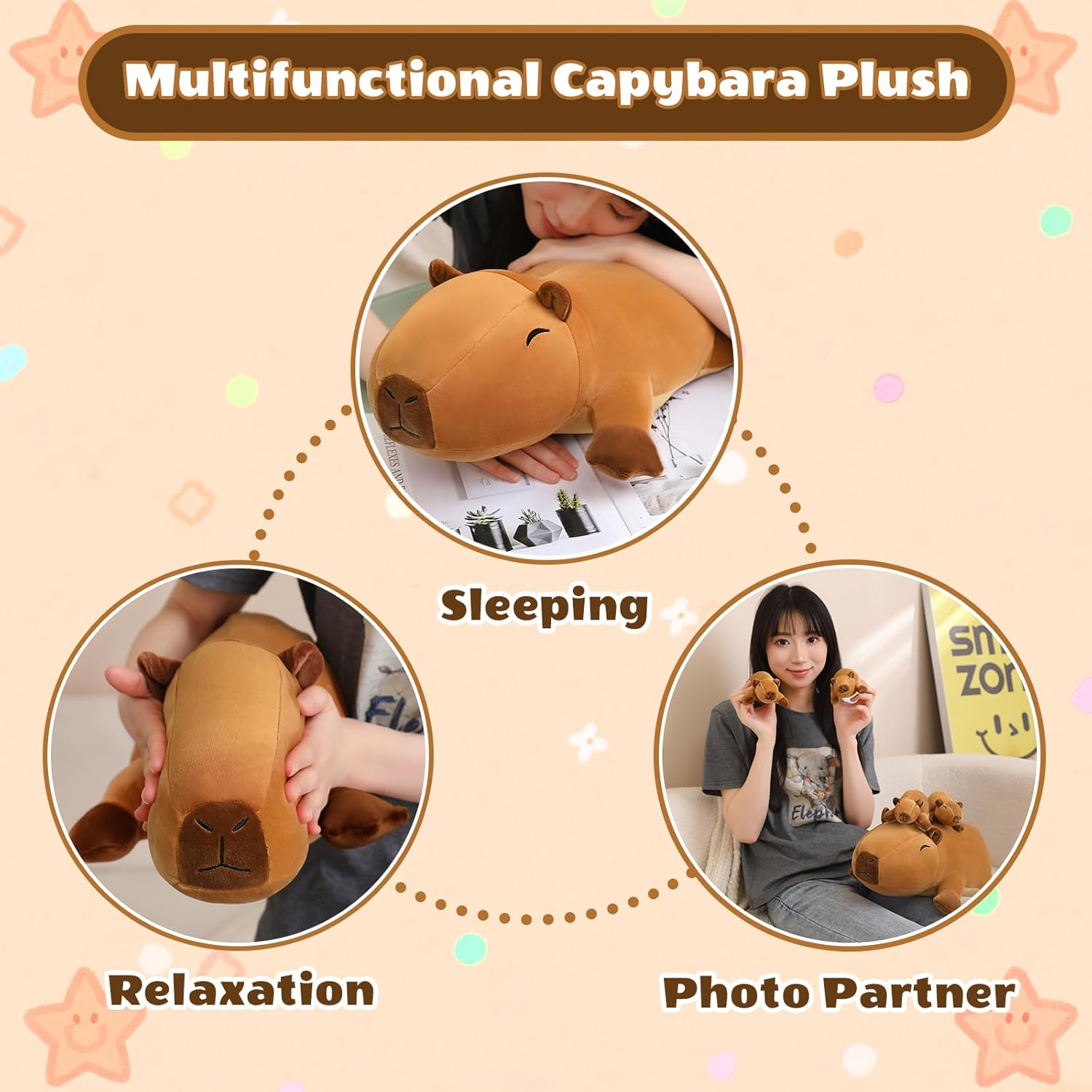 SQEQE Stuffed Capybara Plush - Cute Capybara Stuffed Animals Mommy with 4 Babies Surprise Soft Animal Toy Christmas, Valentine'S, Birthday Gifts Ideal for Boys and Girls image number 2