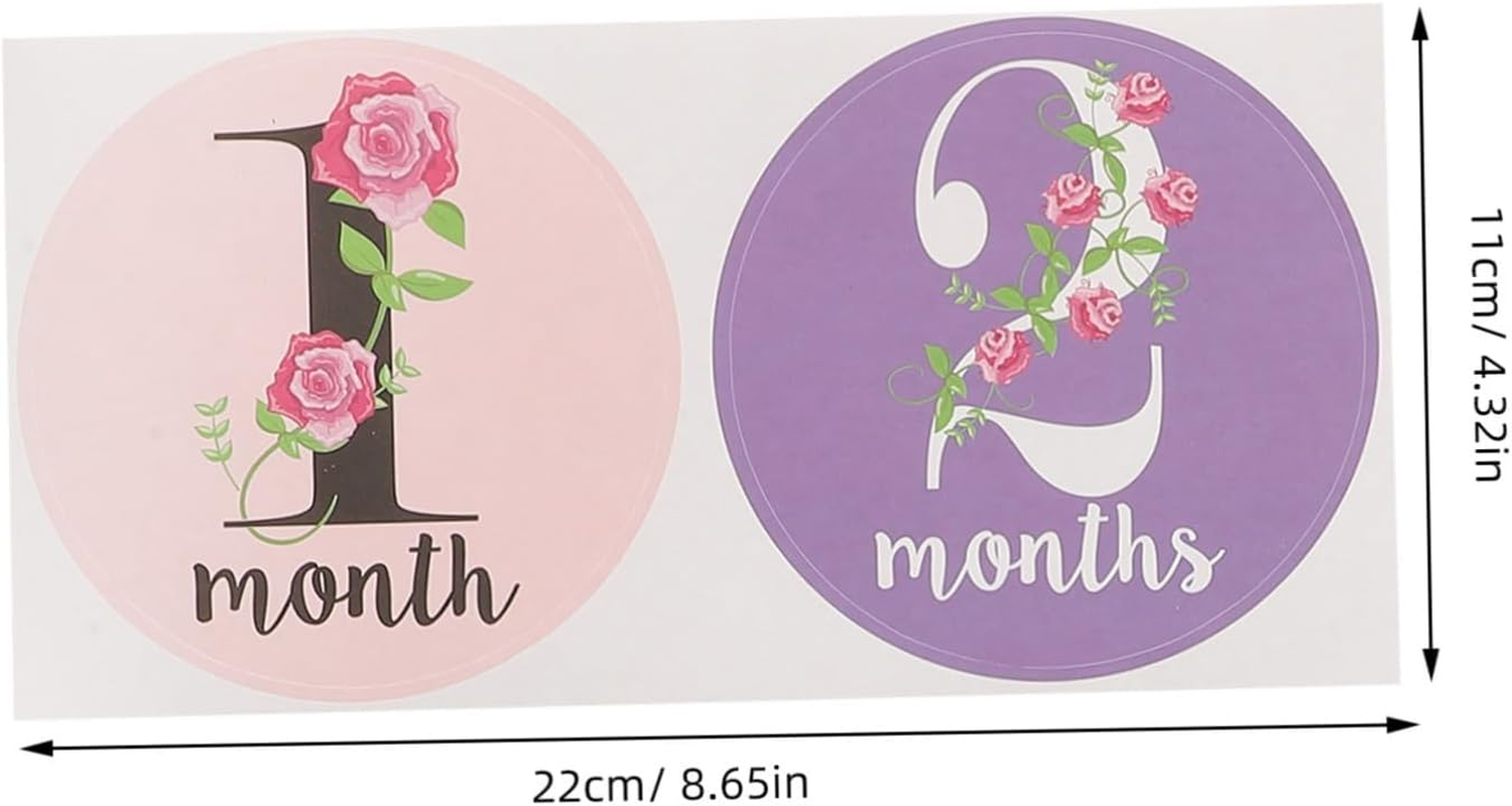 12Pcs Milestone Stickers Creative Newborn Monthly Belly Stickers Texture Reusable Non Staining Photo Props for Growth Tracking image number 2