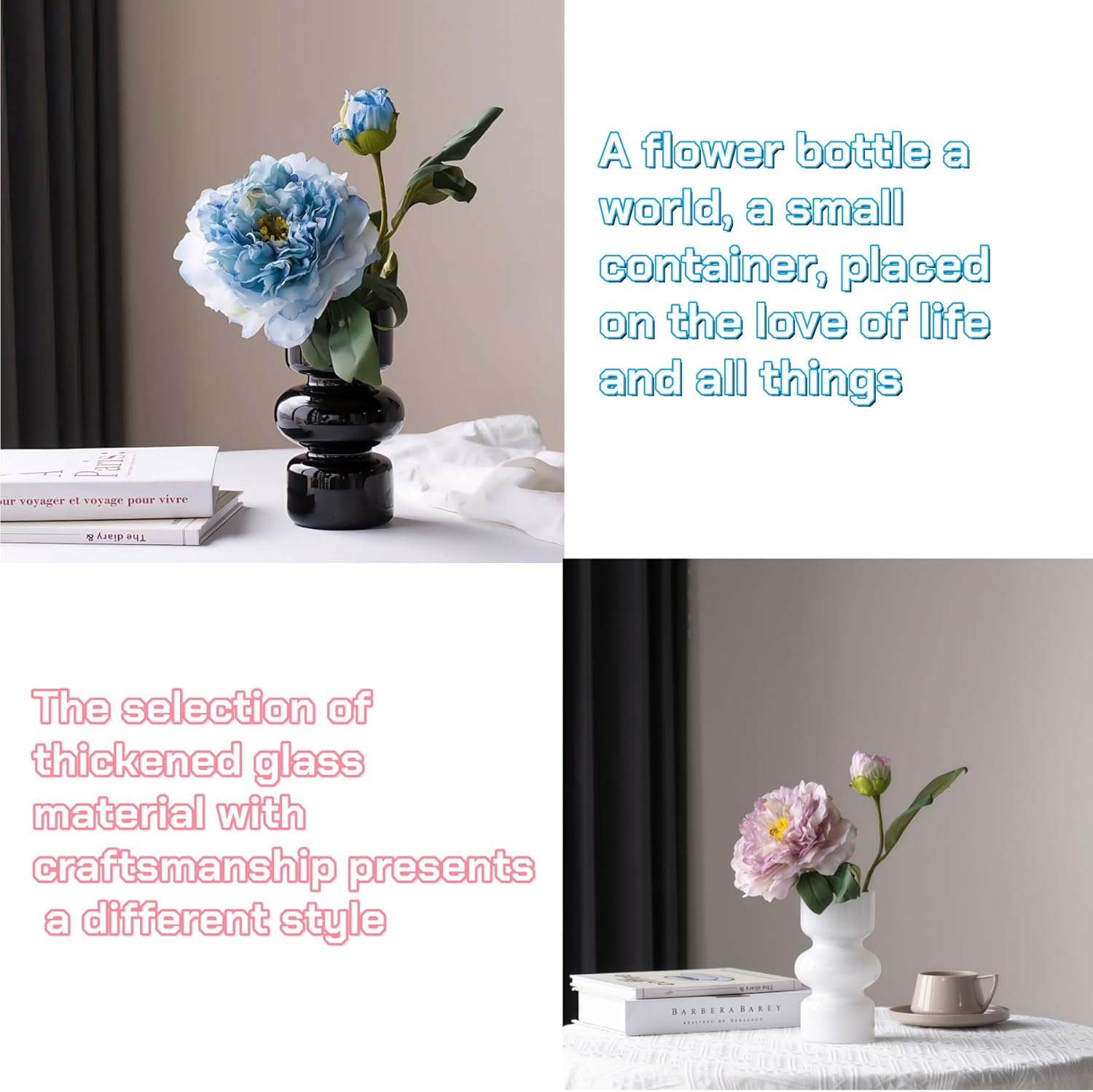 Stained Glass Bud Vase Set of 4, Glass Vases, Vase Decoration，Vintage Style 18Cm Tall Flower Vases for Wedding Tables & Home Decorations. image number 1