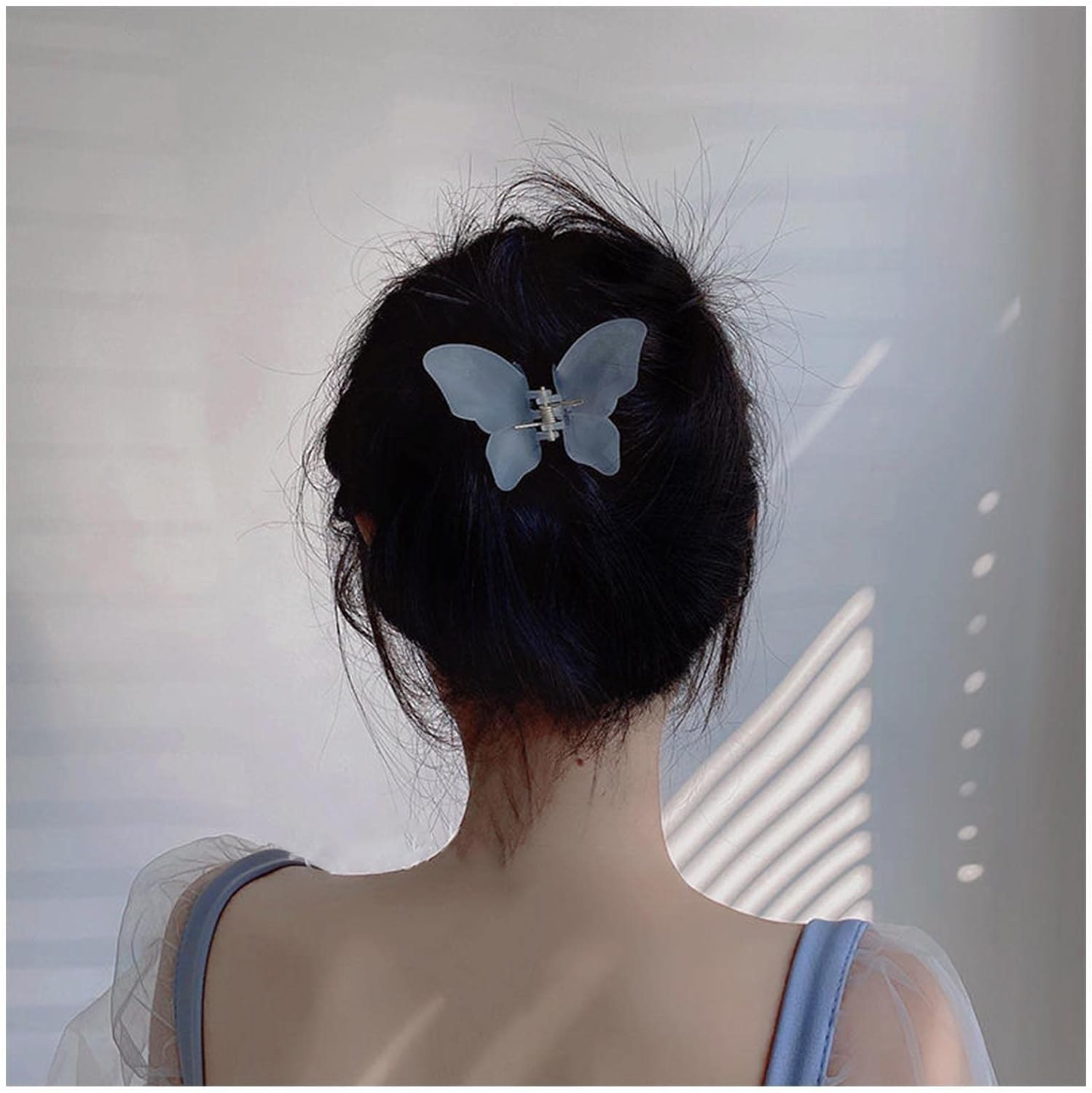Yheakne Vintage Butterfly Hair Claw Clip Blue Hair Claw Clip Butterfly Hair Holder Clips Strong Pine Hair Clip No Slip Hair Catch Barrette Decorative for Women and Girls image number 1