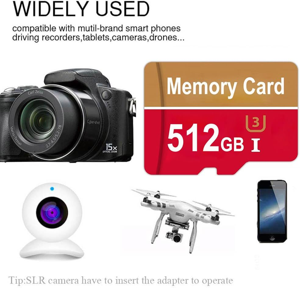 Micro SD Card 512GB Waterproof Memory Card 512 GB High Speed Micro SD Portable Memory Carte for Storage Phone/Camera/Dash Cam image number 3