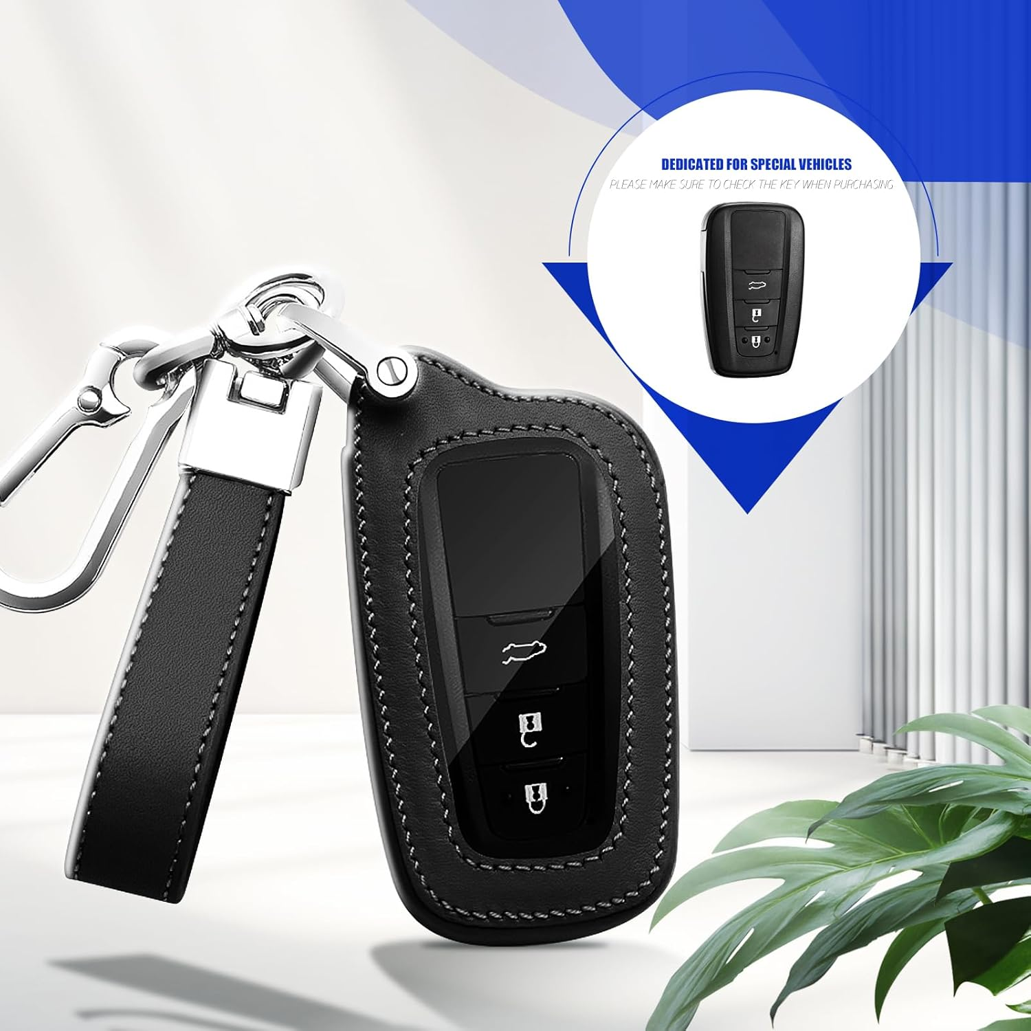 Powerful for Toyota Key Fob Cover Car Key Fob Protector Key Holder Case with Keychain Leather Lanyard 2/3 Buttons for Camry RAV4 Highlander Avalon C-HR Prius Corolla GT86 image number 5