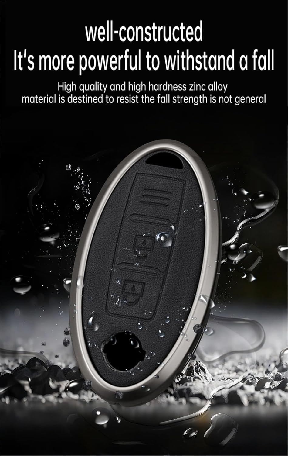 Ontto Key Fob Shell Antiecratched Car Key Cover Leather Key Case Fit for Nissan Altima Rogue Sentra Pathfinder Frontier Maxima Titan Murano Kicks Juke Versa Armada GTR 370Z Leaf Car Accessories,Brown image number 3