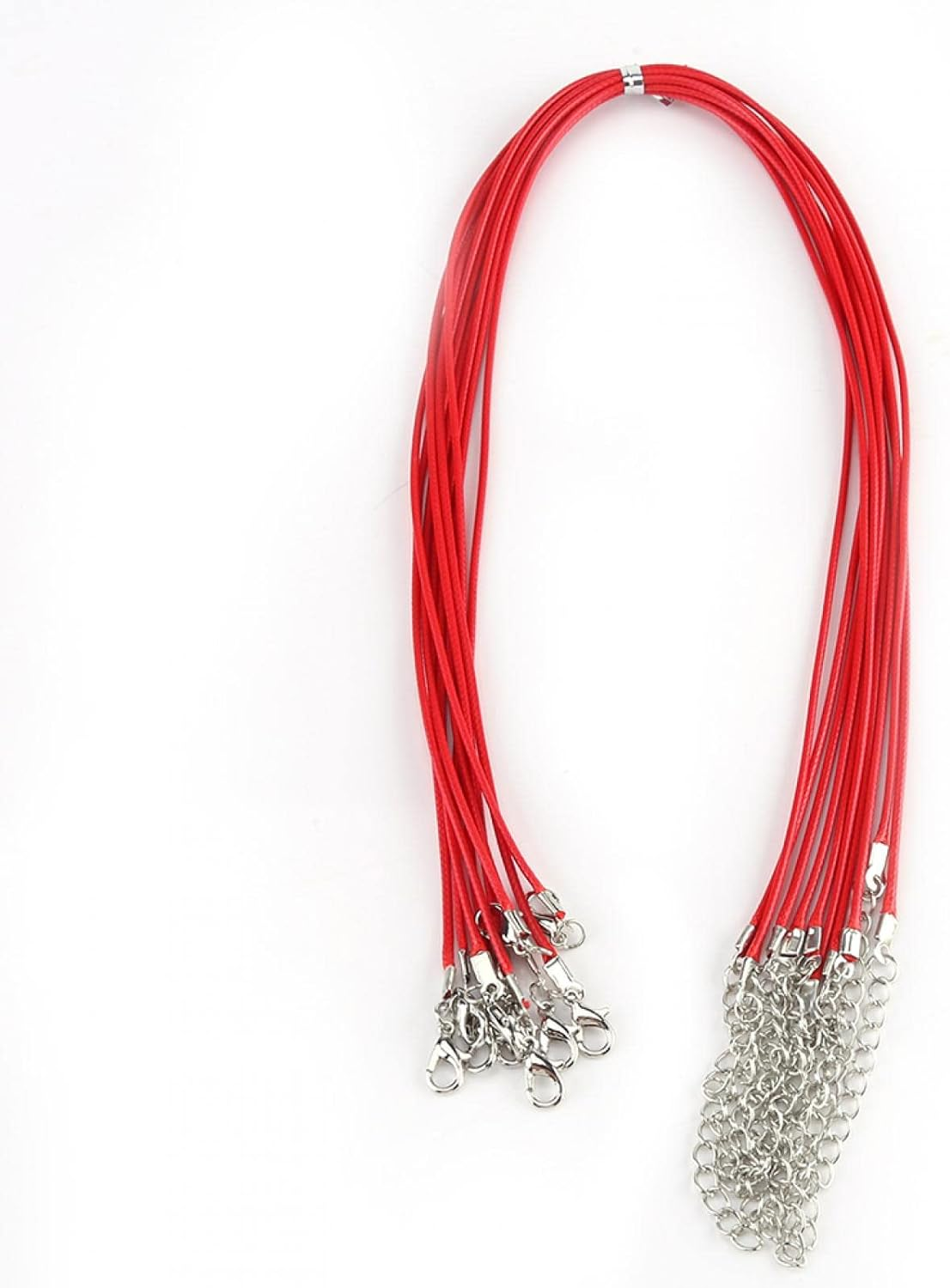 Necklace Cord, 4 Colors Waxed Cotton Rope with Clasp 10 Pcs Bulk Necklace String for DIY Bracelet Necklaces Pendants Jewelry Making Accessories Necklace Cord with Clasp (Brown)