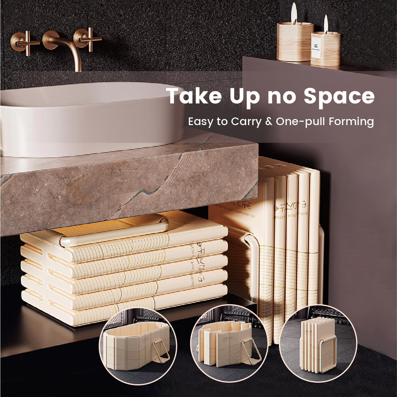 ALSTON Folding Bathtub 1.2M Large Durable PVC Inflatable Bath Tub Maintains Hot and Cold Temperature for Adult Family Gym Bath Collapsible Space Saving Yellow image number 2