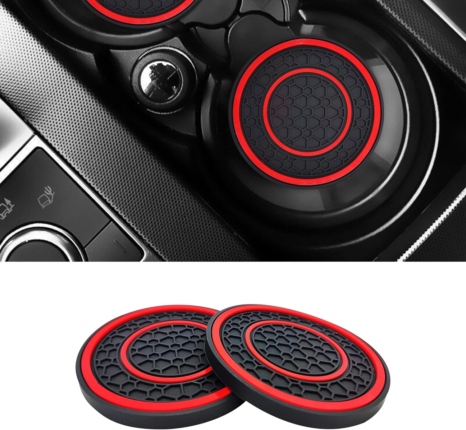 2 PCS Car Cup Holder Coaster,Car Coasters Cup Mats,2.75 Inch Universal Car Cup Coasters,Non-Slip anti Dust Mats Cup Holder Insert Coaster, Suitable for Most Car Interior (Red) image number 4