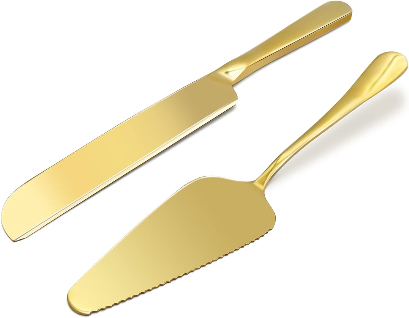 Cake Cutting Set for Wedding 2 Pcs Gold Stainless Steel Cake Knife and Server Set Elegant Cake Knife Wedding Decor Cake Stand for Birthday Anniversary