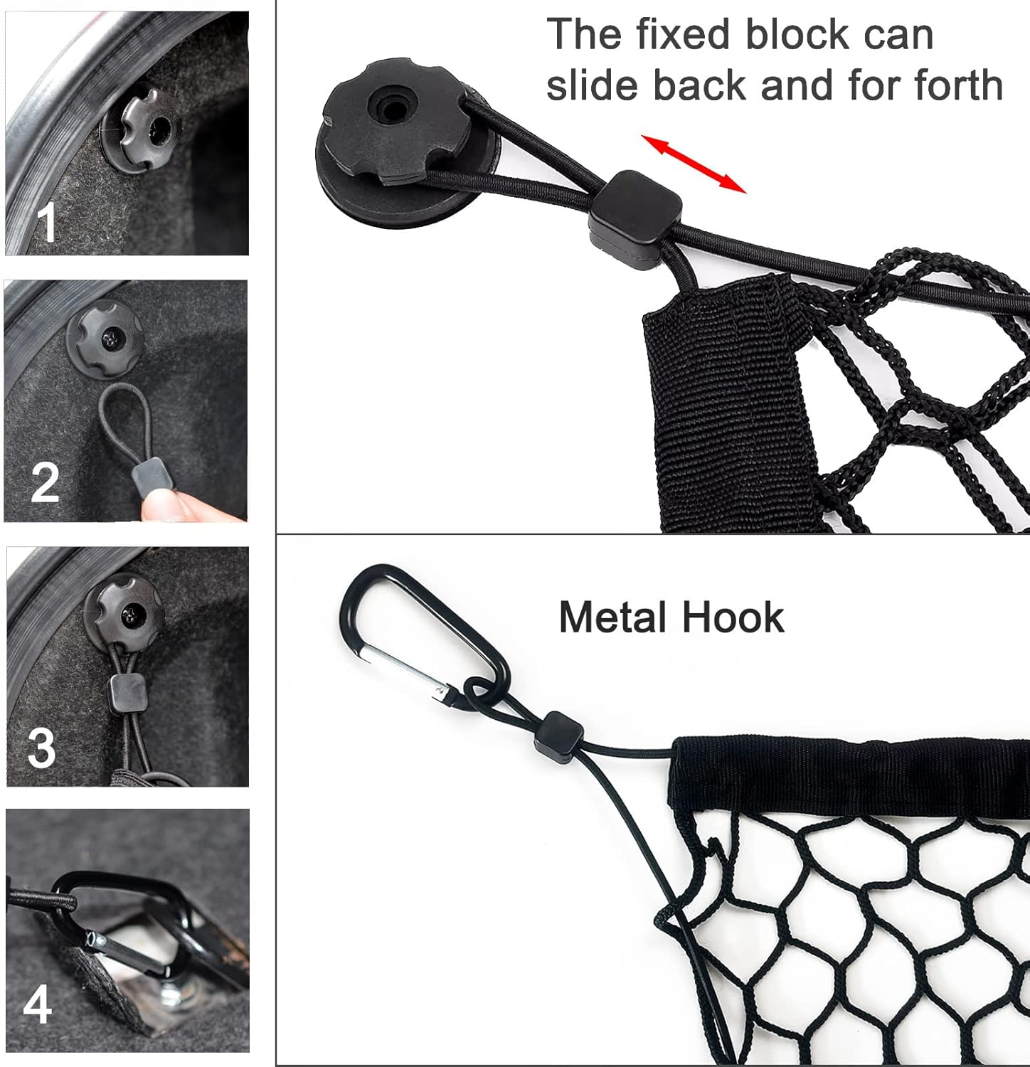 BAILALIBO Cargo Net for Pickup Truck Bed, Adjustable Accessories for Storage Secure Nets, Stretchable Tailgate Net with Hook, Compatible for Chevy Silverado Ford LTZ WT LS F150 F250 (50X18 Inch) image number 6