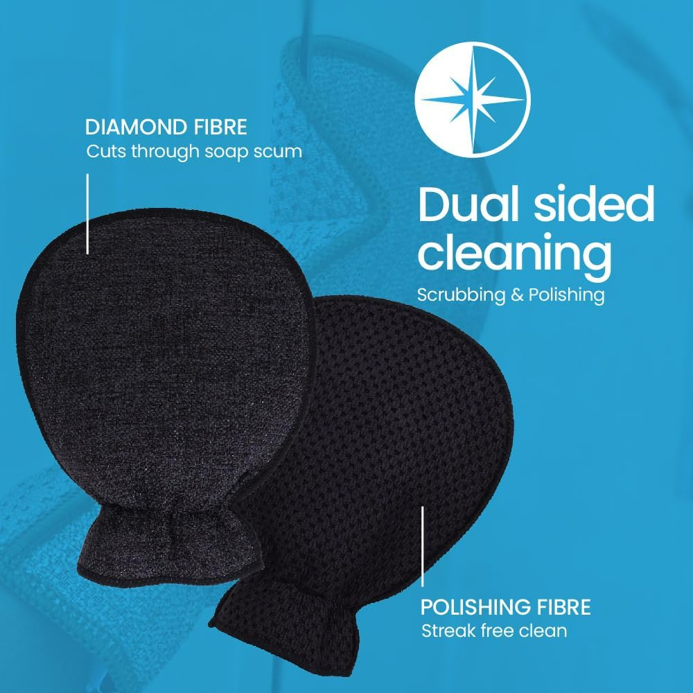 White Magic Eco Cloth Bathroom Cleaning Glove, Midnight - Dual-Sided Scrubbing & Polishing, Chemical-Free Streak-Free Clean, Made with Recycled Plastic, Machine Washable, 26X20.5Cm image number 3