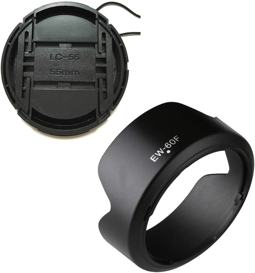 Lens Hood Cover for EW-60F & 55Mm Lens Cap Compatible for Canon EF-M 18-150Mm F3.5-6.3 Lens, Fit M50 M50II M6 M6II M200 M100 Camera(1+1 Pack)