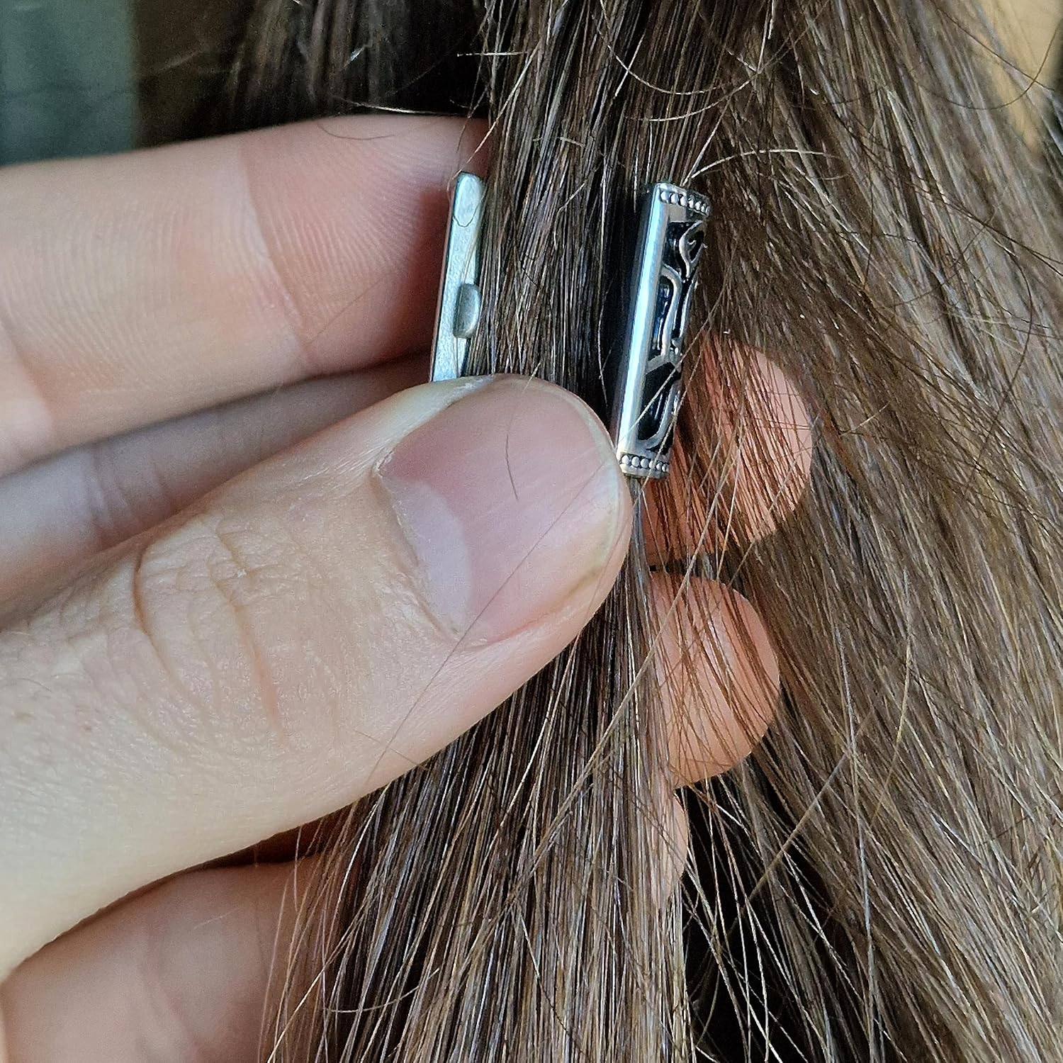 VALHALLA Beads Beard Hair Open-Close Vikings Stainless Steel Braiding Beads Dreadlocks Hair Jewelry Hair Decoration, Stainless Steel image number 5