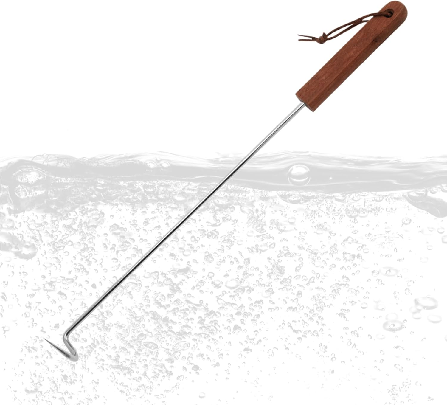 Meat Hook Flipper - Meat Turner Hook - Cooking Gadget, Food Twister with Wooden Handle for Grilling