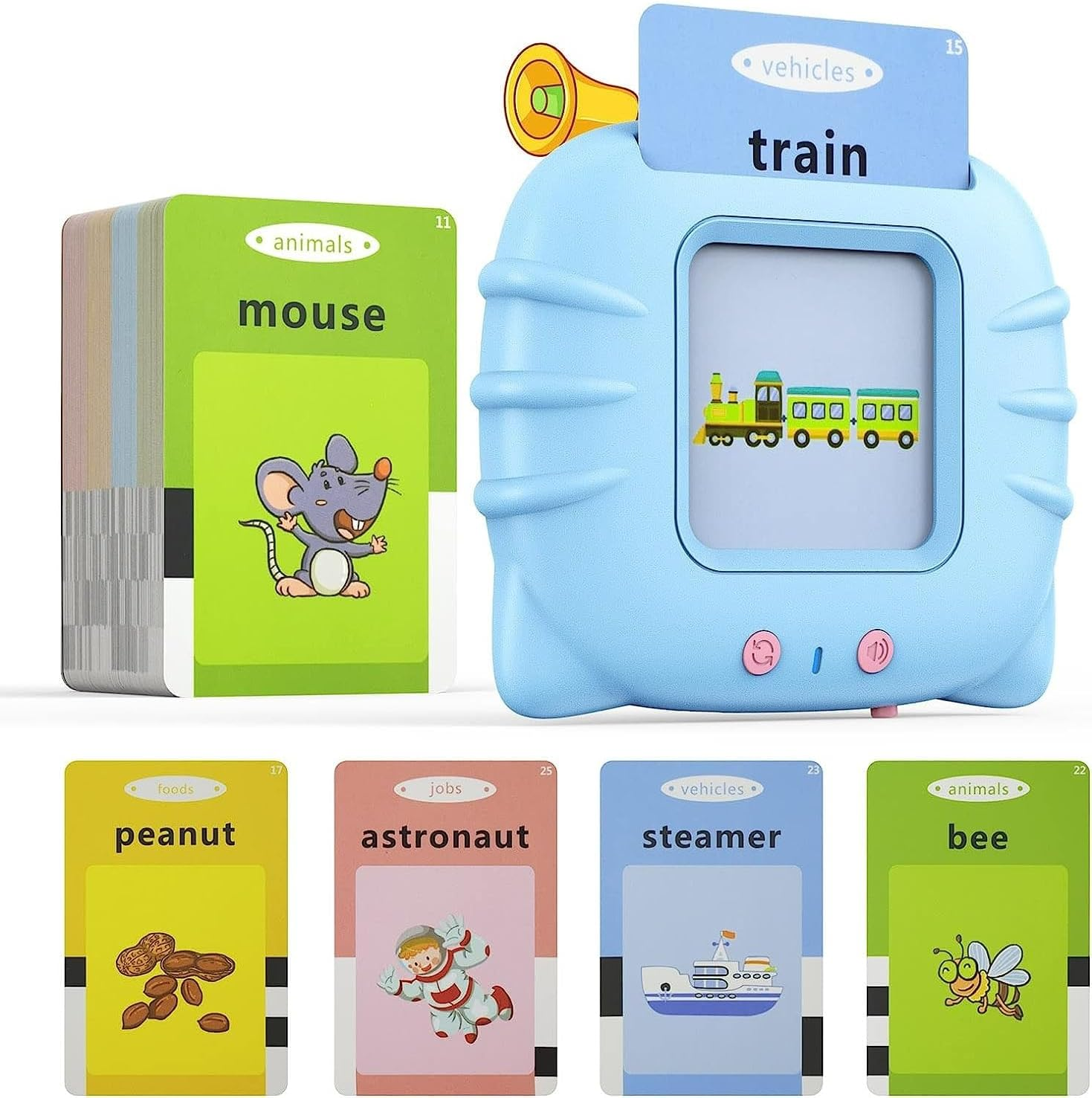 Zspeed Flash Cards Learning Toys, Audible Educational Toys Sight Cards for Toddlers Gift, Kids Word Card with Reading Function, Toddler Toys for 1-6 Years Old Boys and Girls (Blue Cat 192 Cards) image number 3