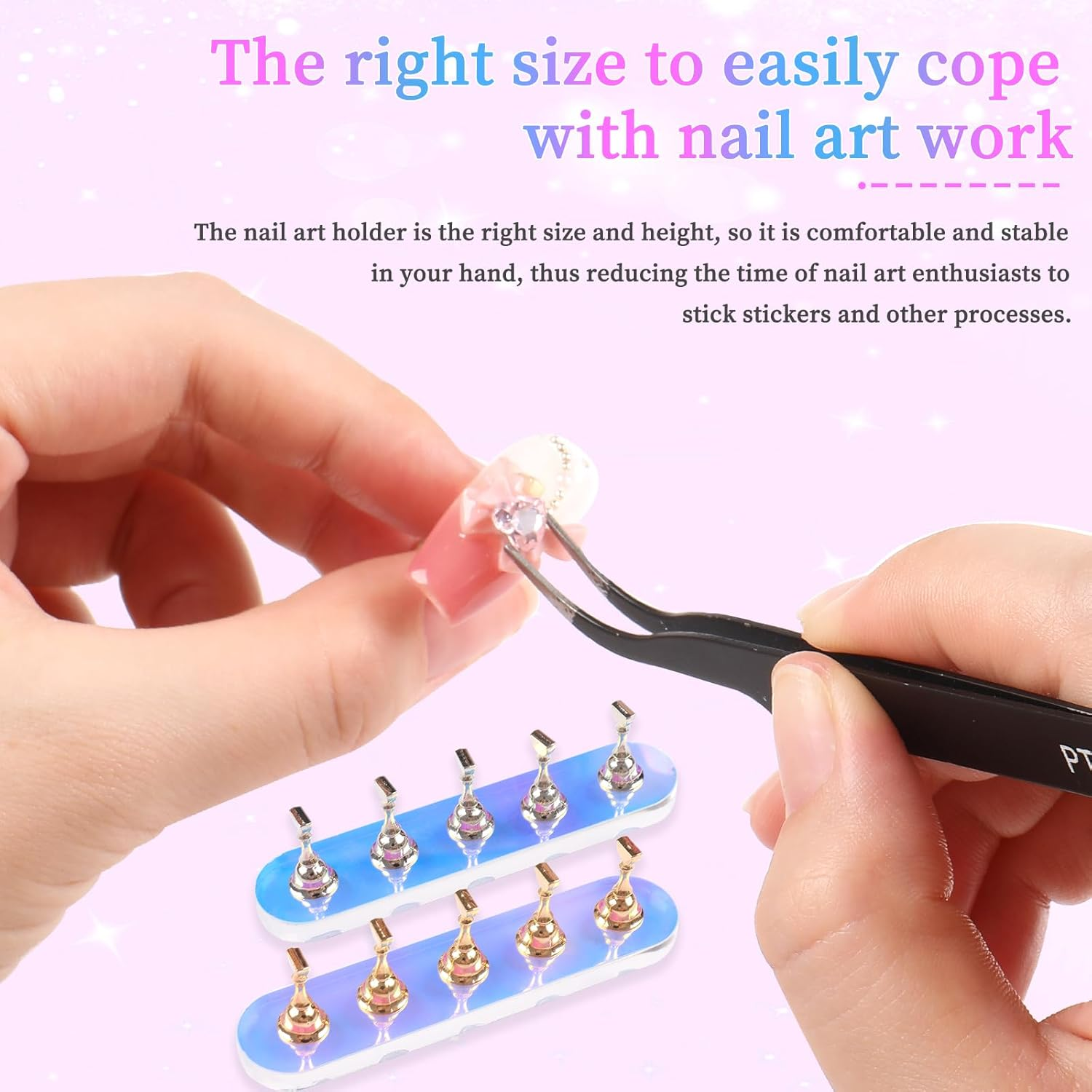 ANGNYA Nail Stand for Press On, 2 Set Aurora Nail Holder for Painting Nails Press on Nail Stands with 96 Pcs Reusable Sticky Putty for Nail Art Display Home & Salon Use (Round) image number 5