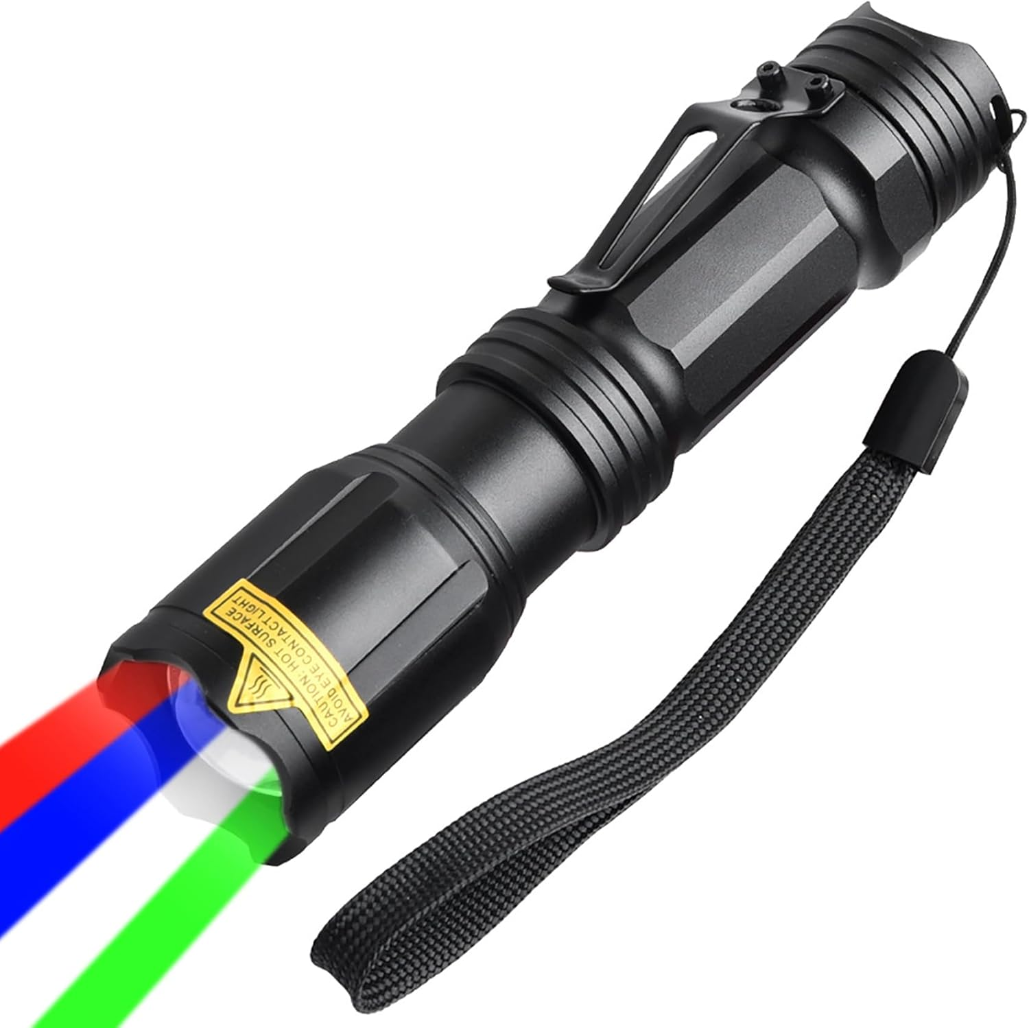 Tunghey 4 in 1 Multicolor Red Green Blue White Flashlight, Single Mode LED Light for Outdoor Activities (Batteries Not Included) image number 2