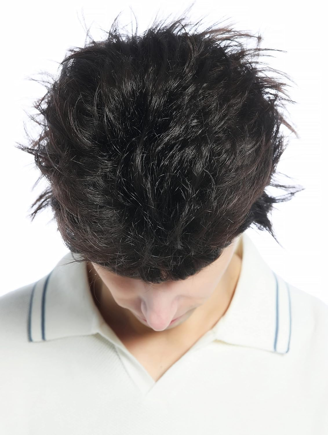 WIG ME up - M-252A-6 Wig Men Women Short Retro 80S Toupeed Wild as Uncombed Brown image number 4