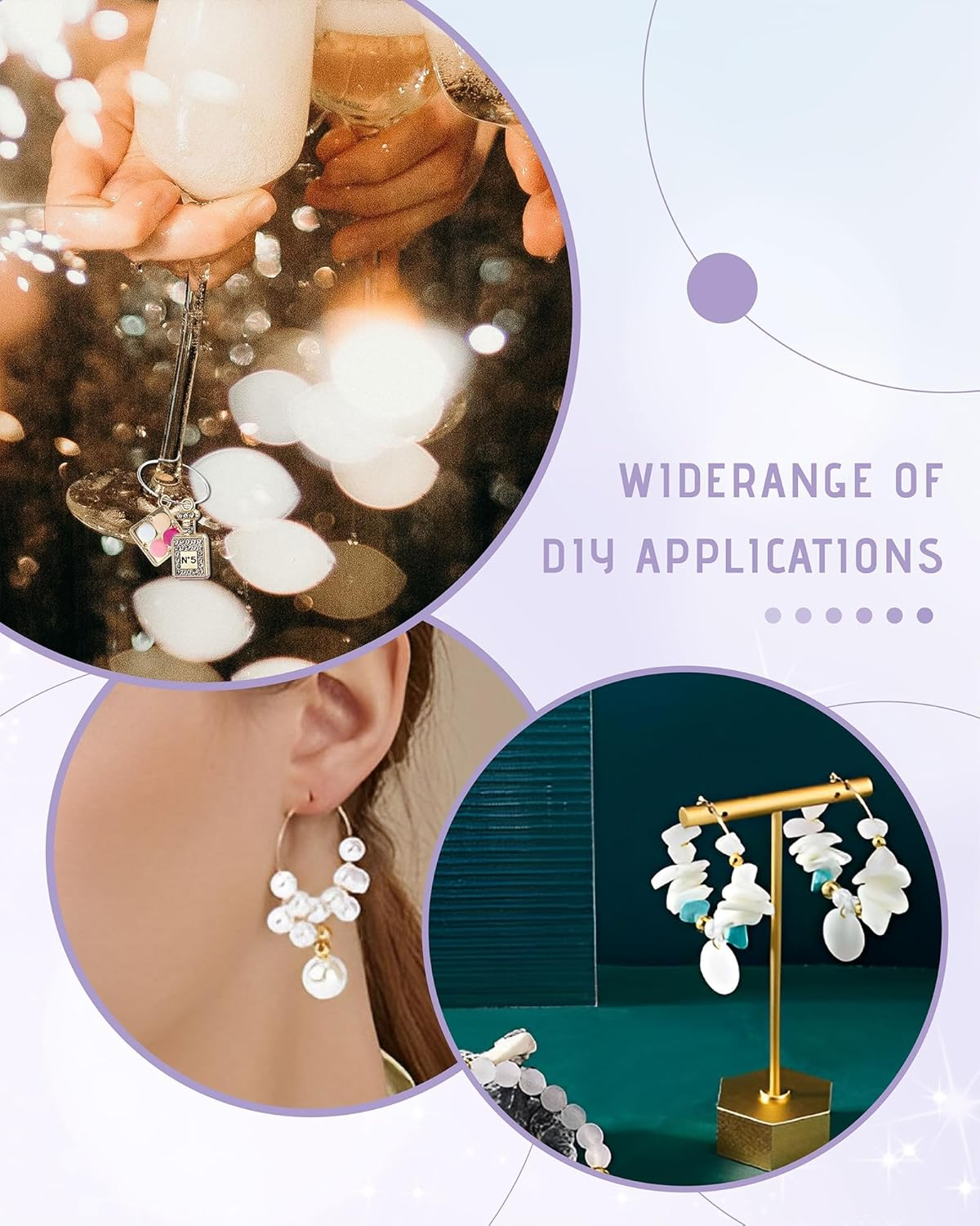 JIALEEY 100PCS Wine Glass Charm Rings 25Mm Silver Plated Open Jump Ring Earring Beading Hoop for Jewelry Making Wedding Birthday Party Festival Favor