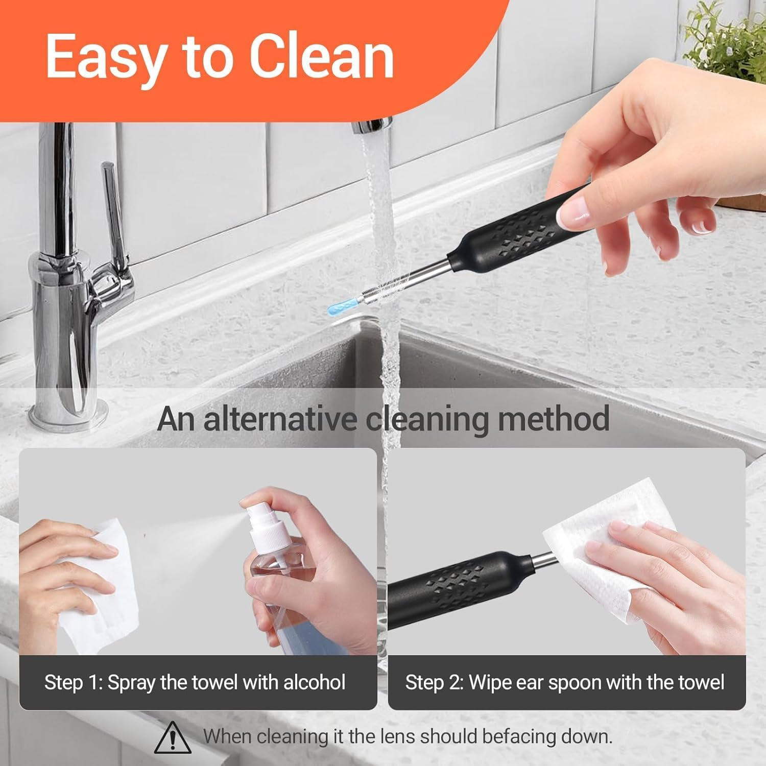 Ear Wax Removal Tool,Qimic Ear Cleaner with Camera,1080P Ear Wax Removal Camera with 6 LED Lights, Ear Camera with 6 Silicon Ear Spoon and Ear Pick Set,Wifi Otoscope for Ios & Android (Black) image number 6