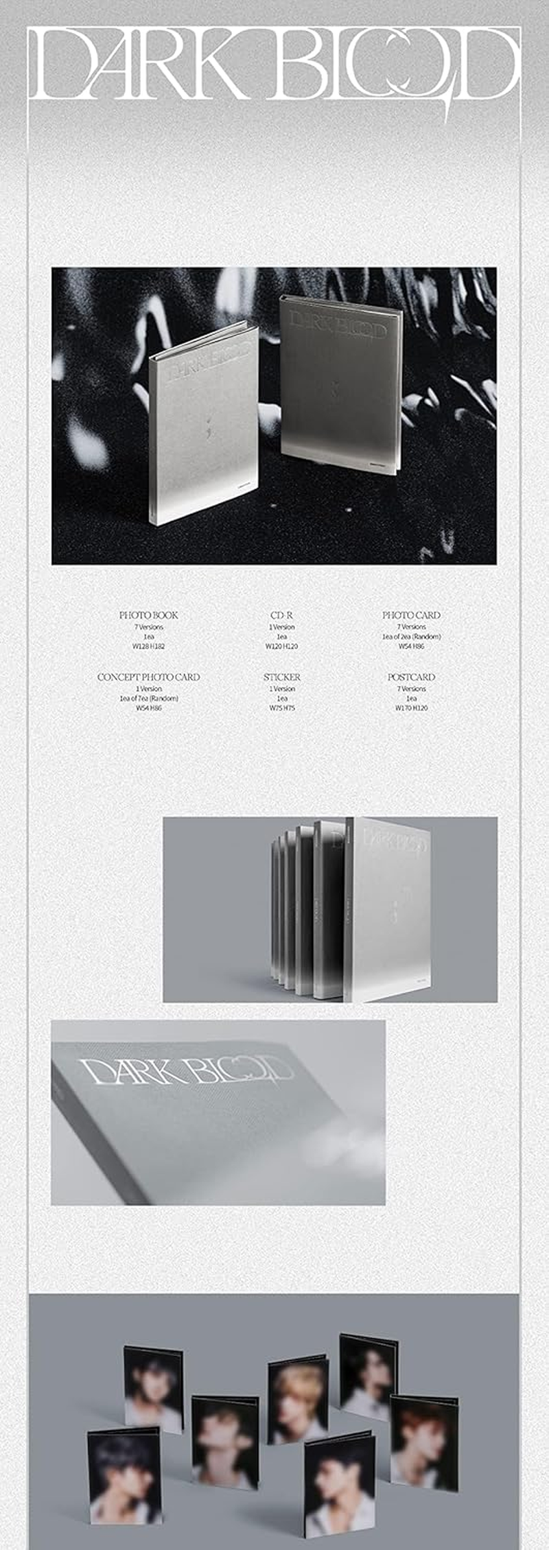 ENHYPEN Dark Blood 4Th Mini Album Cd+Photobook+Photocard+Postcard+Sticker+Tracking Sealed (ENGENE Version) image number 3