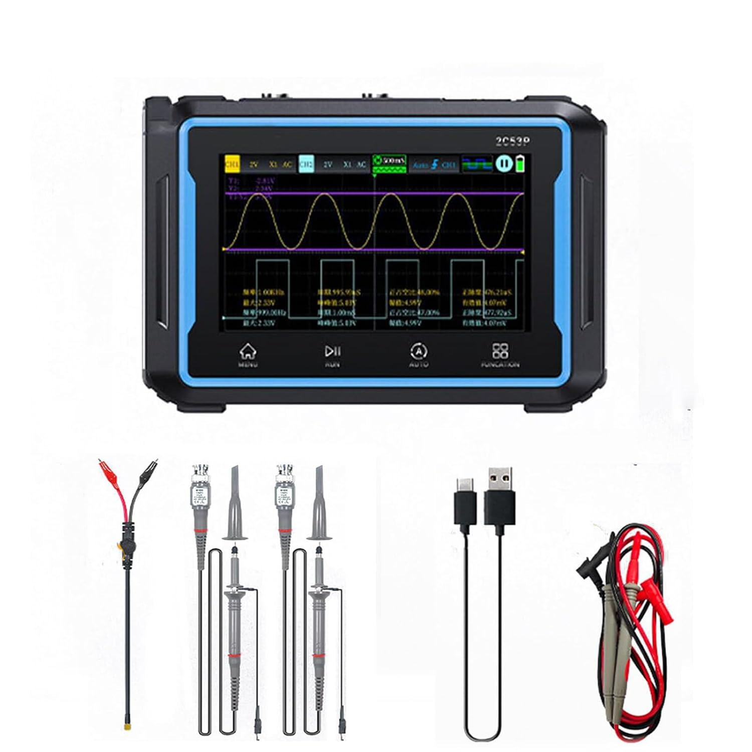 Wadukud 2C 53P 3 in 1 Digital Oscilloscope Multimeter Signal Generator, 250 Msa/S Sampling Rate 50Mhz Dual Channel Oscilloscope, Handled Multimeter with Multimeter Pen, Digital Oscilloscope Kit image number 5
