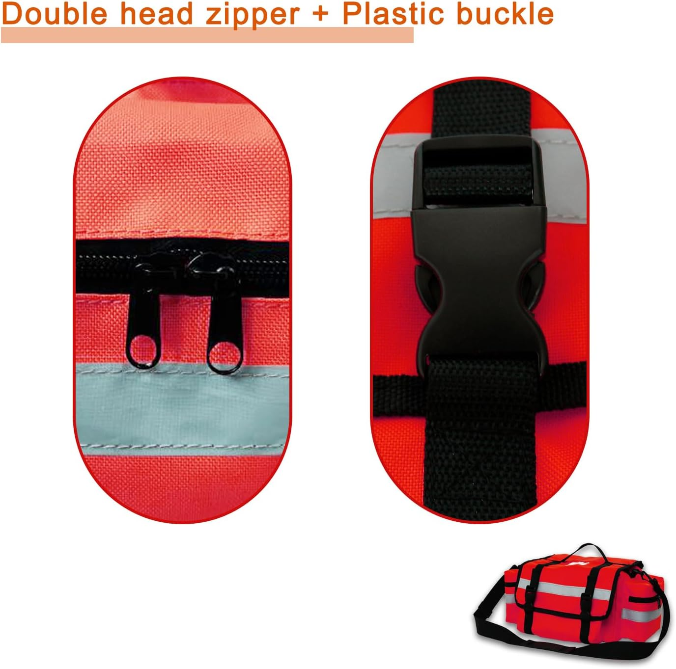 First Aid Bag Empty,First Responder Emergency Bag,Ems EMT Trauma Bag Empty,Medical Bag with Reflective Strips,Great for Rescue Squads,Lifeguard,Firefighter(Red) image number 6