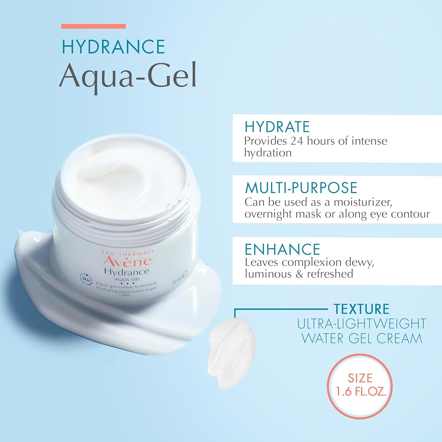Avene Hydrance AQUA-GEL Hydrating Aqua Cream-In-Gel - for Dehydrated Sensitive Skin 50Ml image number 3