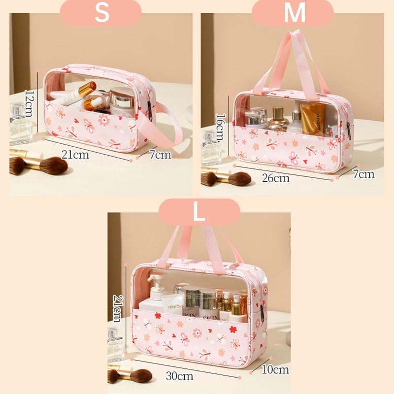 AIMALL 3PCS Large Capacity Transparent Waterproof Makeup Travel Toiletry Bag Set, Clear PVC Organizer for Cosmetics, Toiletries, and Accessories, Multiple Sizes - Purple image number 4