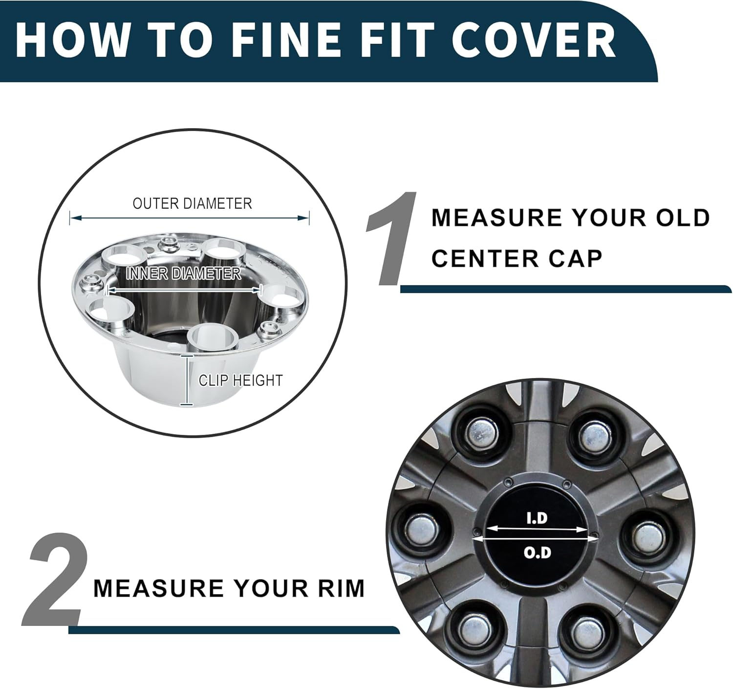 TUCKBOLD Wheel Hub Caps Wheel Centre Caps for Ford F150 Bronco 1980-1996 Hub Caps Hub Covers Silver Black Pack of 1 image number 5