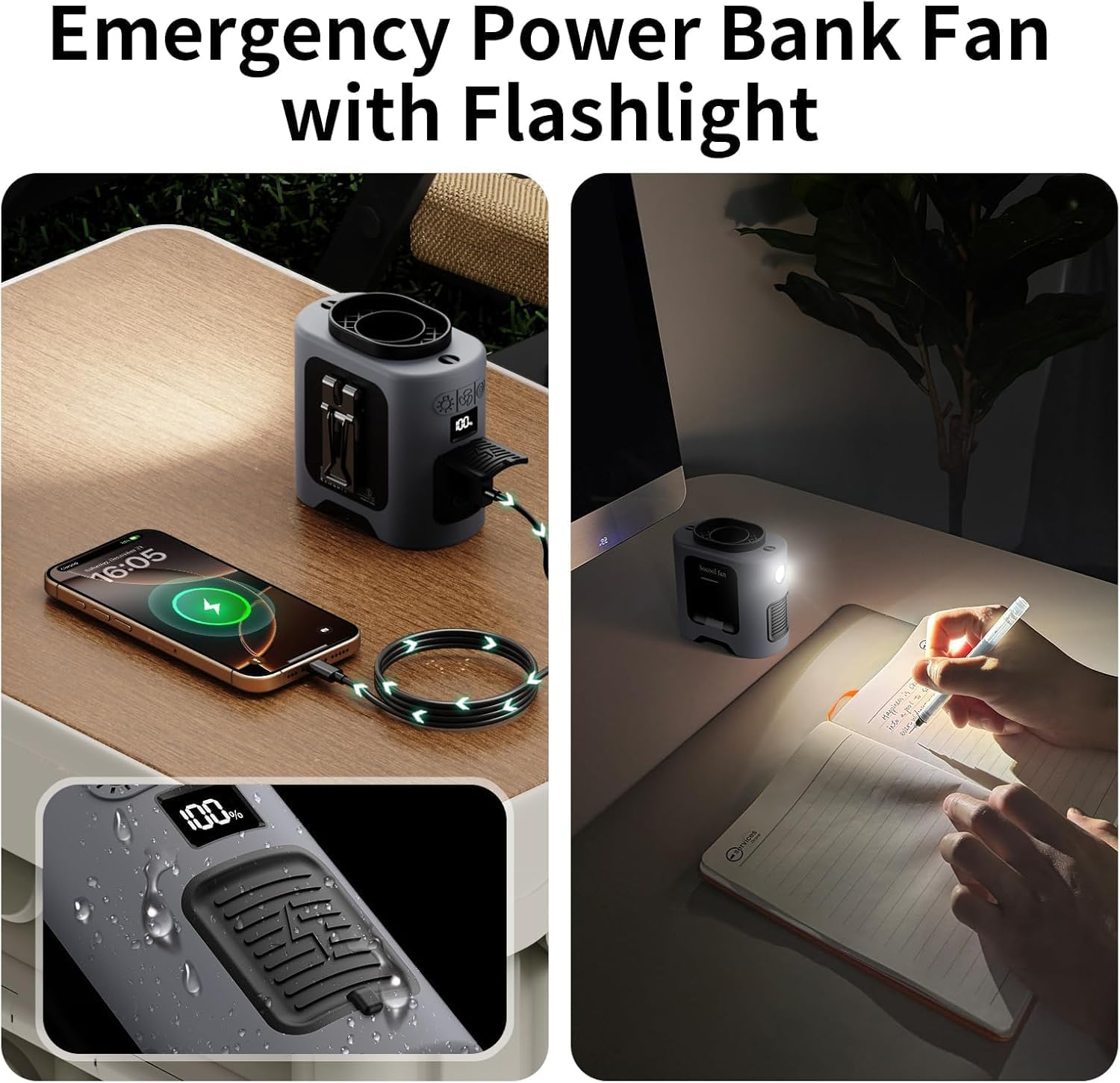 14500Mah Belt Fan, Waist Fan with Max 67H Working Time and 5 Speeds Adjustable, Clip on Fan for Outdoor Jobsite Camping Farms (Grey) image number 6