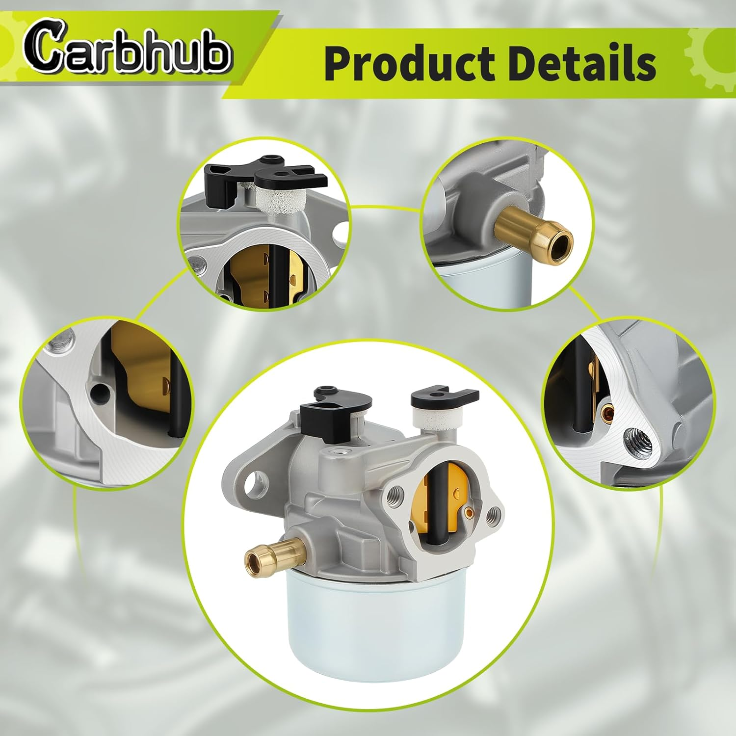 Carbhub 675 190Cc Carburetor Kit for Briggs & Stratton Gold 6.25HP 6.75HP MRS Push Mower 675 190Cc with Fuel Filter with Spring with Spark Plug image number 2