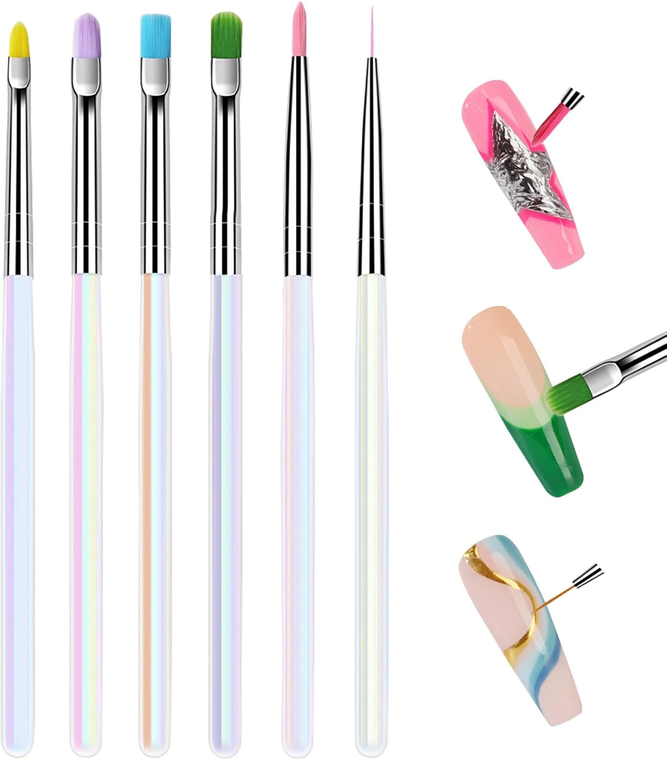 Lmyit Nail Brush Set,Nail Drawing Pens | Manicure Dotting Stamping Gel Polish Painting Tool Liner Applicator for Home Salon Beginners image number 4