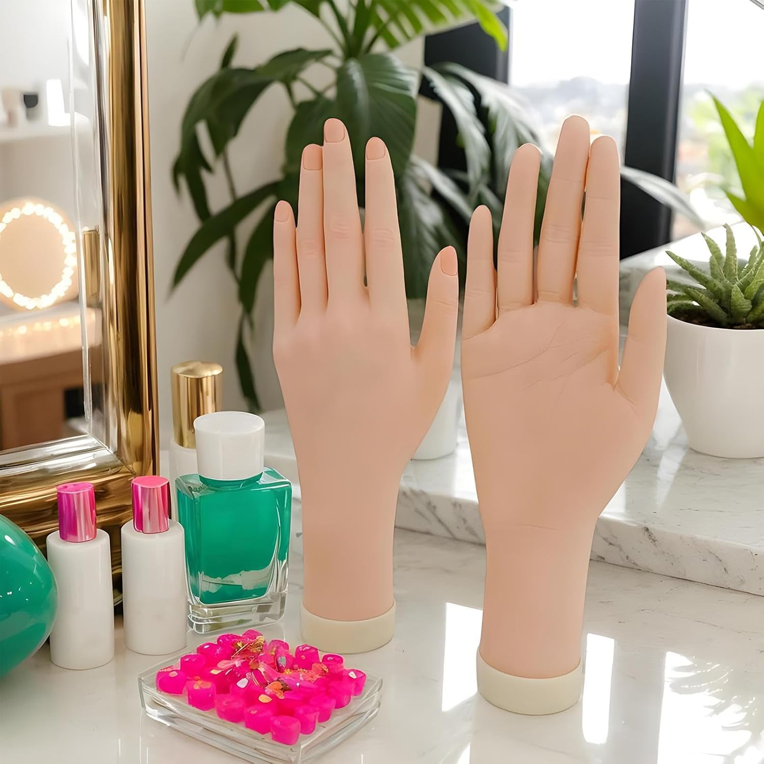 Ylnailky Fake Hand for Nails - Fake Nail Hand - Silicone Soft Fingers Model with Jelly Glue Suction Cup Beginner-Friendly for Student Education Women Salon Demonstration image number 4