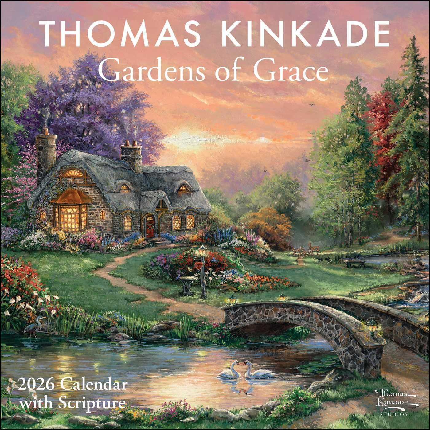 Thomas Kinkade Gardens of Grace 2026 Wall Calendar with Scripture image number 1