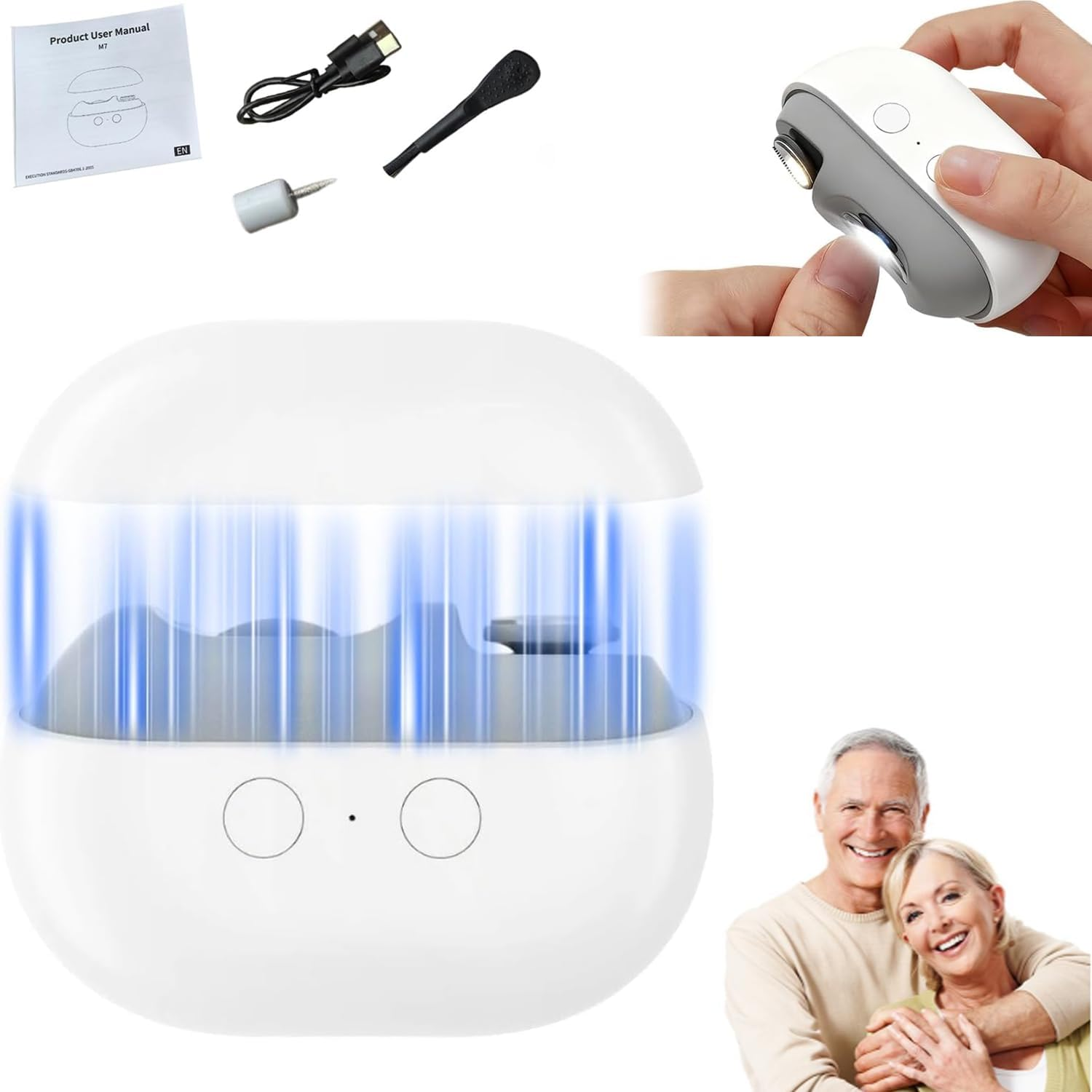 Easyclip Smart Nail Clipper, 3-In-1 Easy Clip Smart Nail Clipper, with LED Light, Nail Scraps Storage and Polishing, for Seniors, Kids(Gray)