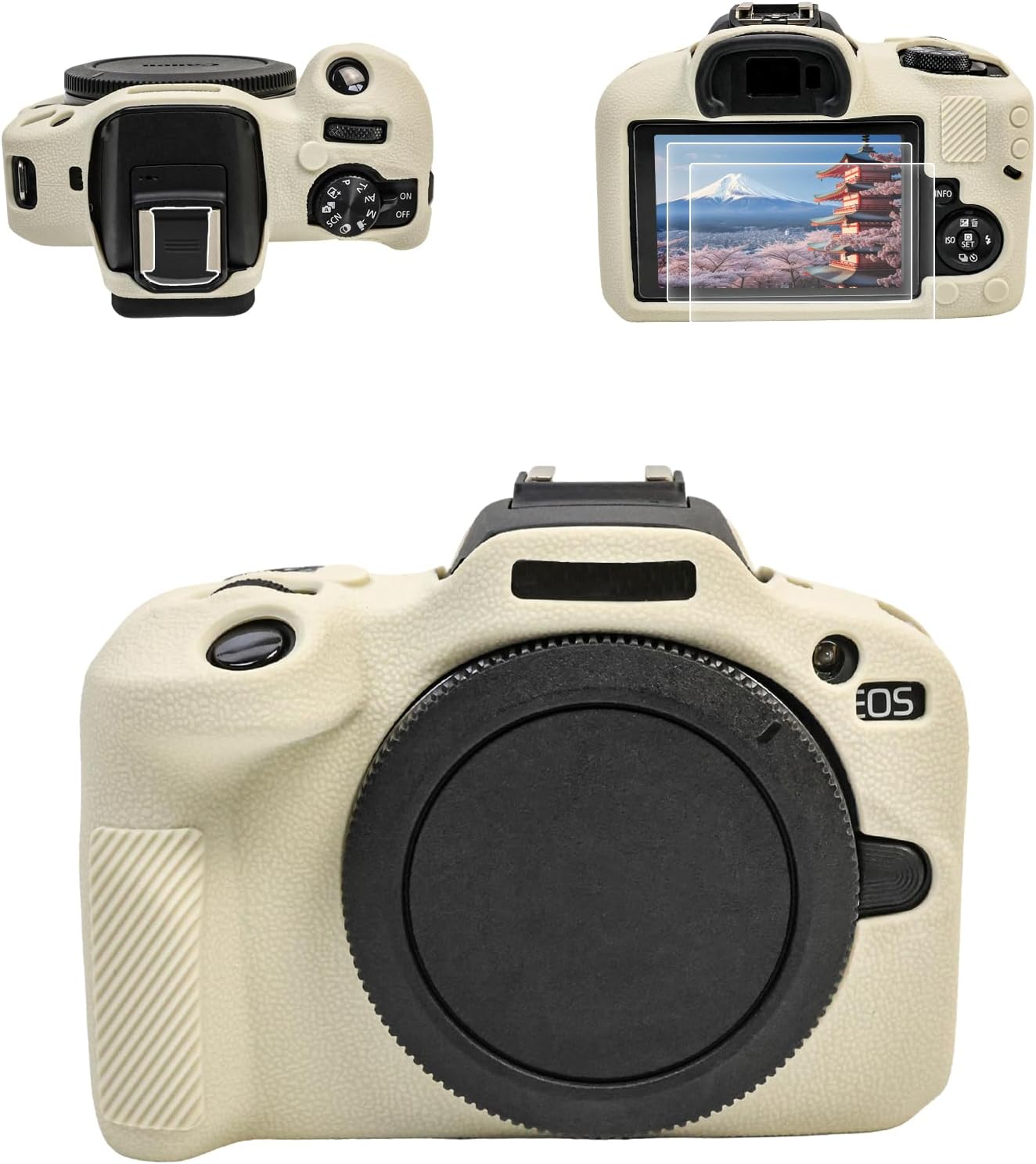 VOVMOEYA EOS R100 Camera Case Accessories Kit - Silicone Protective Case for Canon Eos R100 & LCD Screen Protector for Canon R100[2 Packs] & Camera Hot Shoe Cover for R100 image number 5