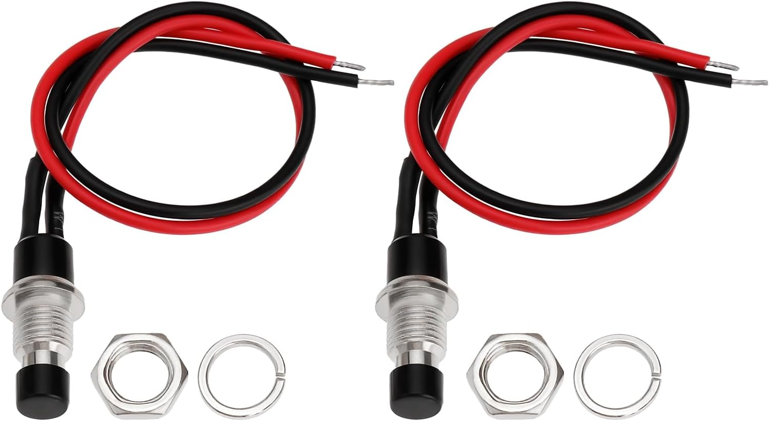 Emagtech 10PCS SPST Mini Push Button Pre-Wired 12V DC 5A Line Length 14Cm Button Thread Diameter 1/4 Inch for Light Switches Car Horns image number 3