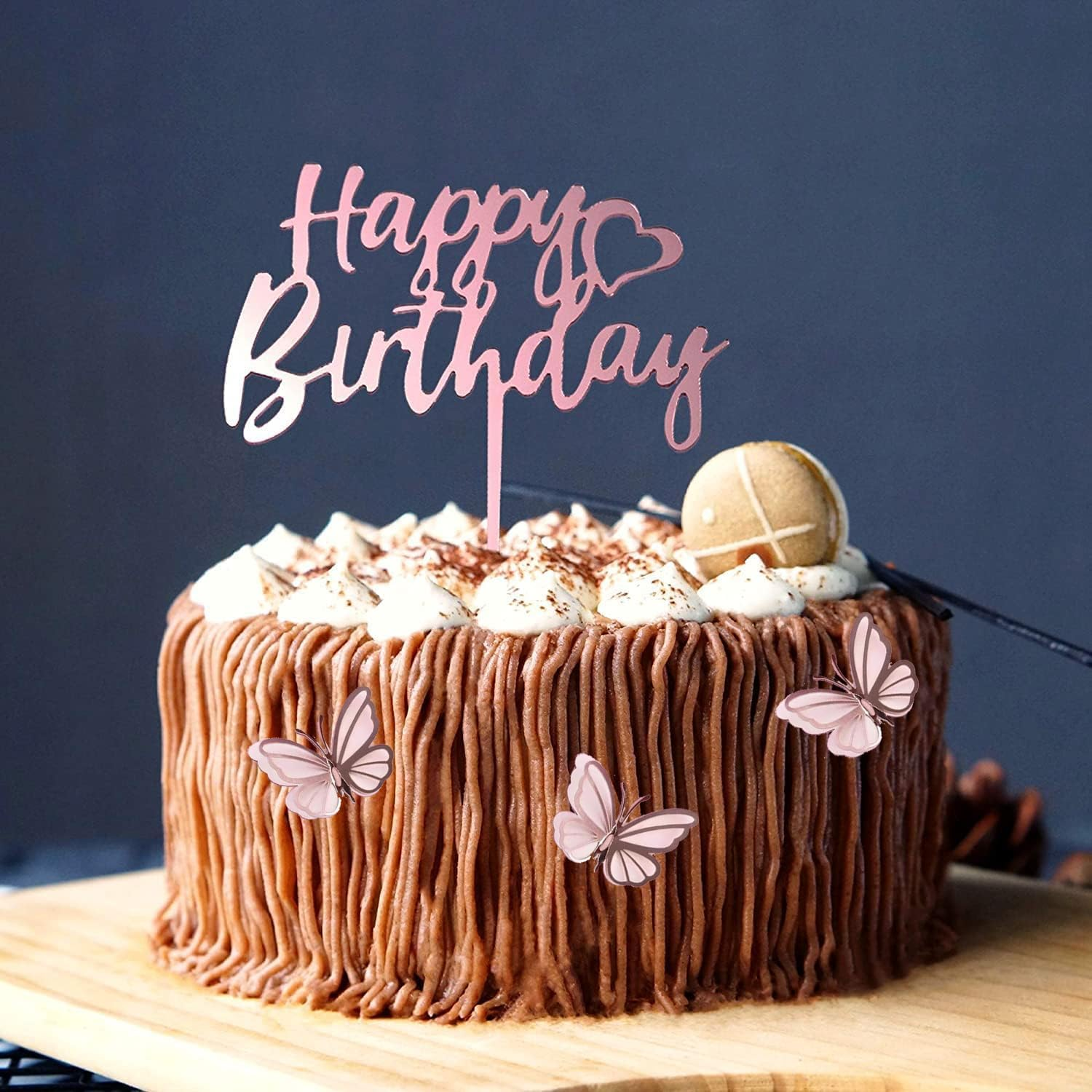 6-Pack Rose Gold Birthday Cake Topper Set, Double-Sided Glitter, Acrylic Happy Birthday Sign Cake Toppers/Cupcake Toppers, Birthday Party Decorations Supplies for Girls and Mom. image number 6