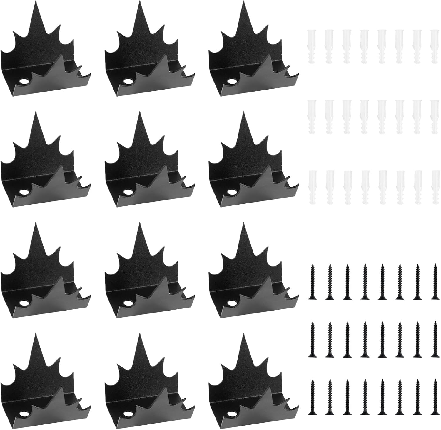 12Pcs Fence Wall Spike Metal Anti-Climb Fence Security Spike with Screw Rust-Proof Intruder Deterrent Spike Sturdy Home Safety Spike for Outdoor Fence Wall ZHAZHAMO image number 6