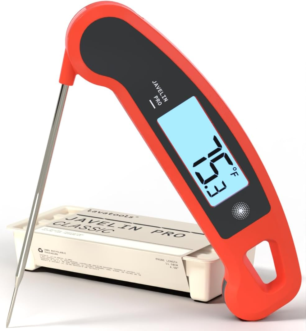 Lavatools PX1D Javelin PRO Duo Ultra Fast Professional Digital Instant Read Meat Thermometer for Grill and Cooking, 11.5Cm Probe, Auto-Rotating Backlit Display, Splash Resistant &ndash; Sambal - Ink image number 5
