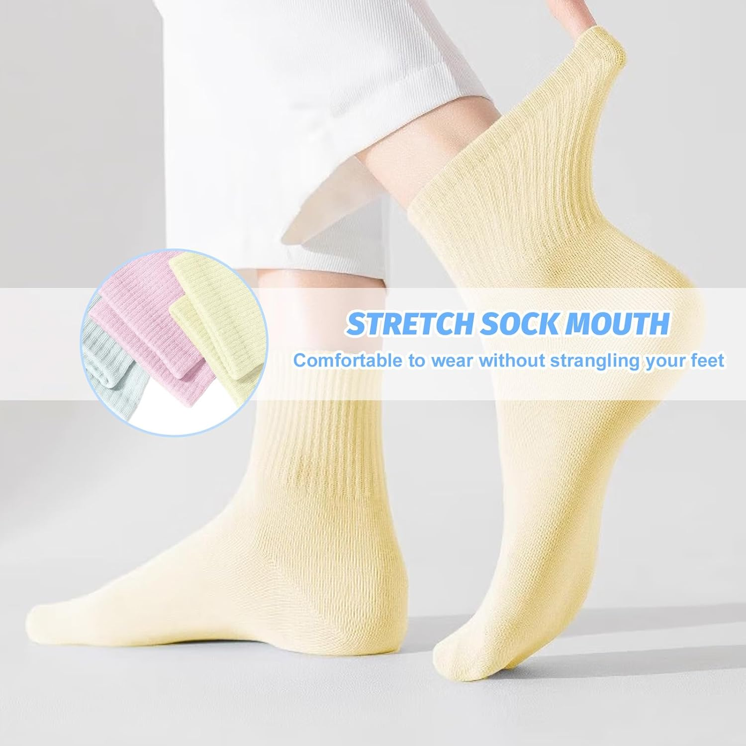 7-Pairs Disposable Travel Socks &ndash; Travel Essentials Single-Use Compression Socks for Men & Women Calf Crew Socks Comfortable Soft Cotton and Lightweight 7 Pairs image number 1