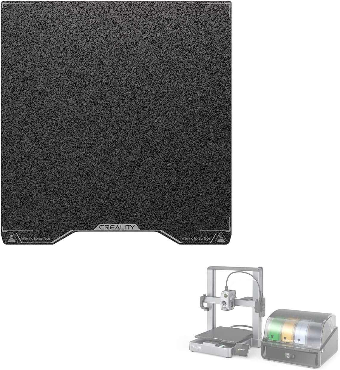 Creality Hi Double Sided Black Textured PEI Build Plate (280 * 265Mm), without Magnetic Flexible Steel Plate, Strong Adhesion, Excellent Flatness, 3D Printer Platform for Creality Hi - Cfs Feed  Return Kit image number 7