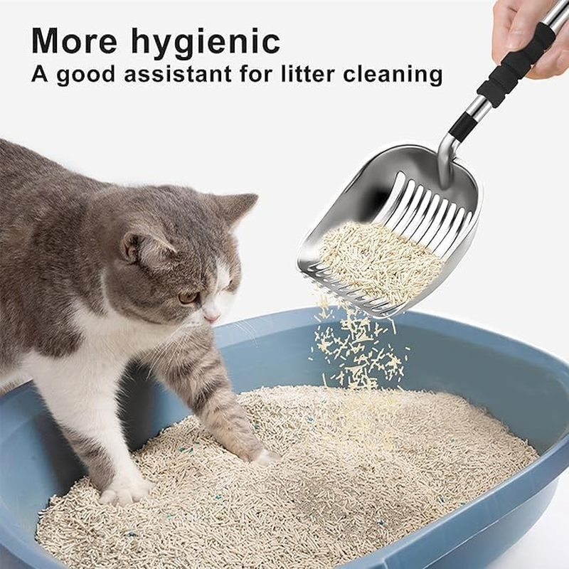 MEILANHUI Metal Cat Litter Scoop, Durable and Efficient Scoop with Long Handle, Detachable Components, Stainless Steel Cat Litter Scoop, Easy to Clean the Sieve Scoop image number 2