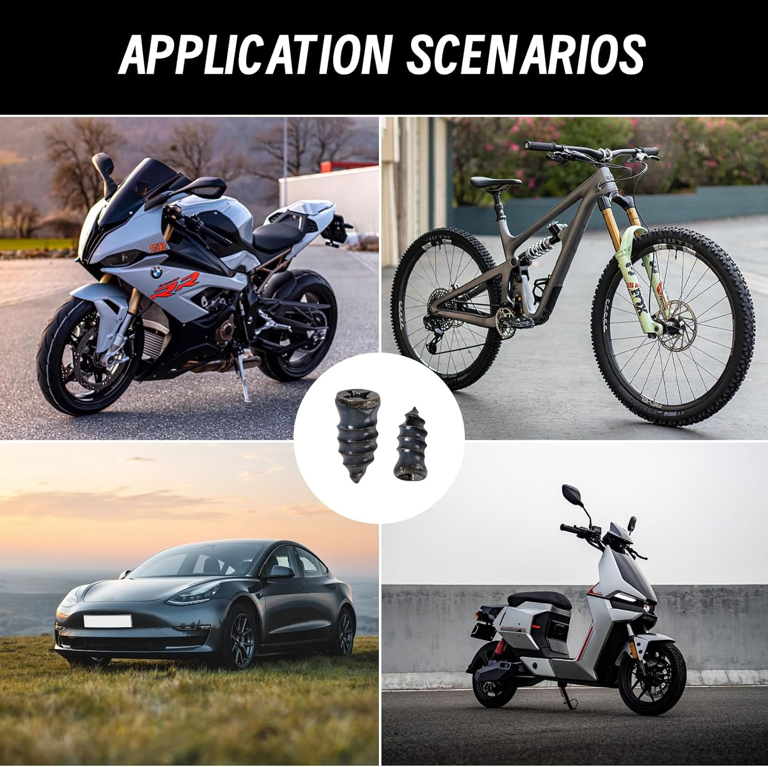 80 Pcs Tire Repair Rubber Nail, Vacuum Tire Repair Kits Spiral Rubber Nails Fast Tool Self-Service Tire Repair Nail for Car Motorcycle Truck (Black)