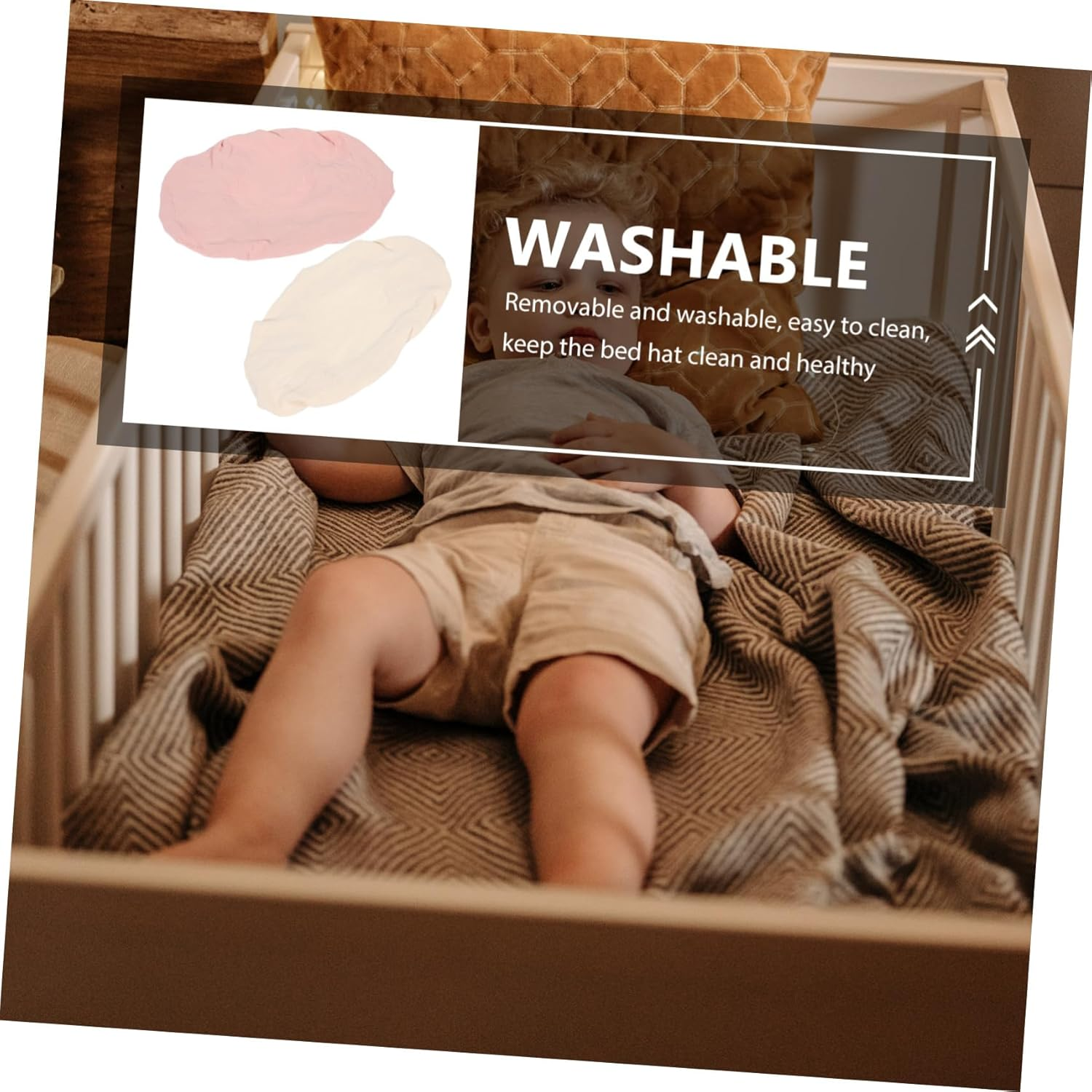 Abaodam 2Pcs Crib Fitted Muslincot Mattress Cover Washable Changing Pad for Boys Girls Safe image number 4