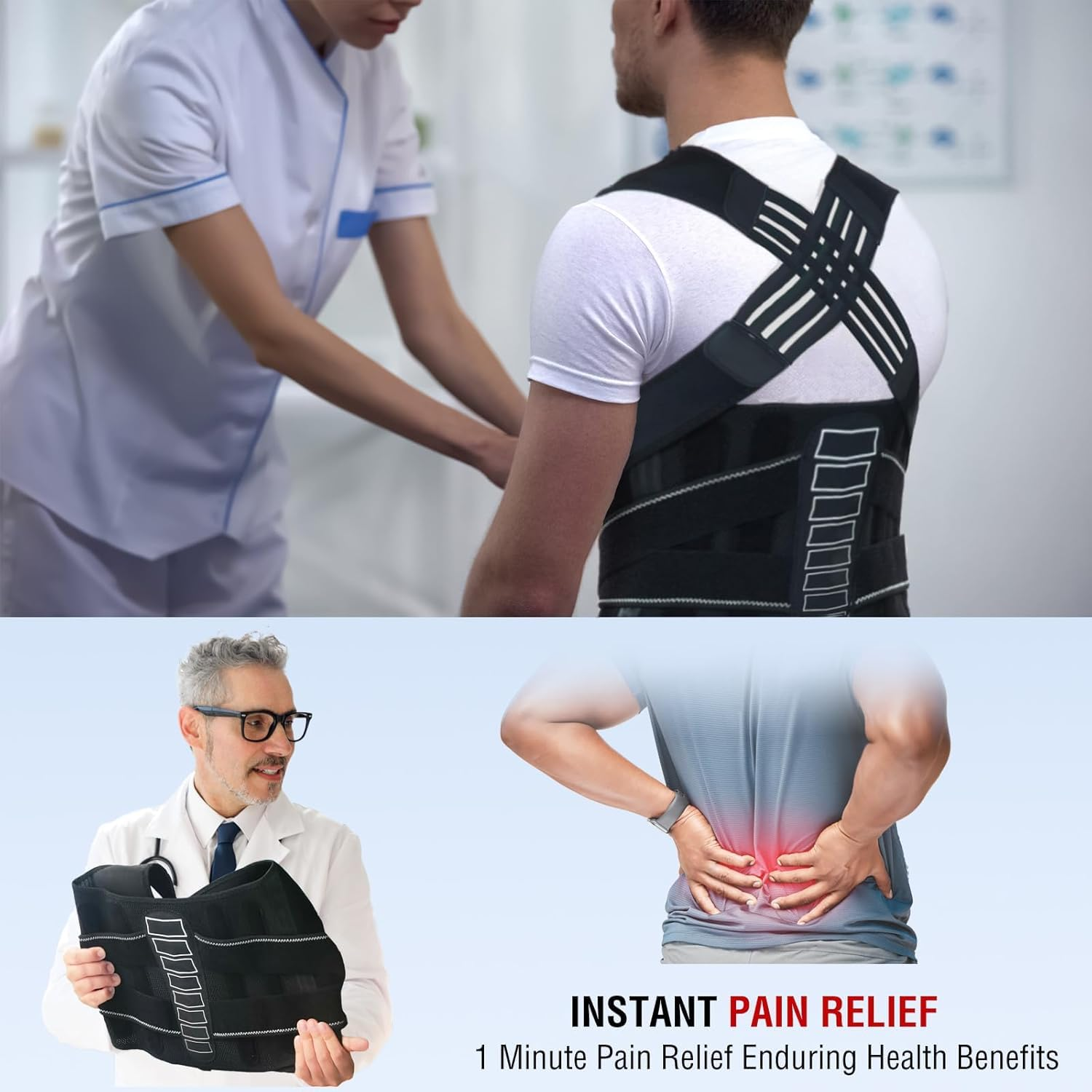 Shoulder Brace Posture Corrector for Women Men, Xinm Back Support Belt Lower Back Brace Scoliosis and Hunchback Correction Shoulder Support Spine Corrector Adjustable Posture Trainer - Black (Medium) image number 5