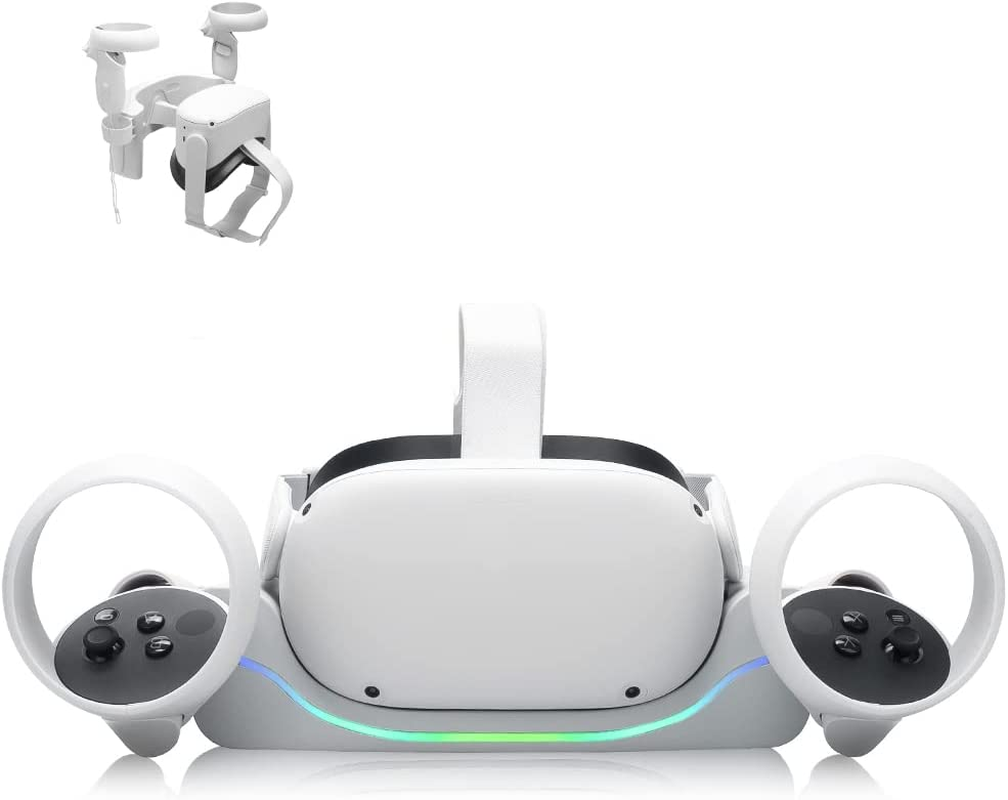 Iesooy Charging Dock for Quest 2,VR Wall Mount Charging Station Stand Set,High Speed,Fast Charging Station Display Holder and Controller Compatible with Q2 image number 2