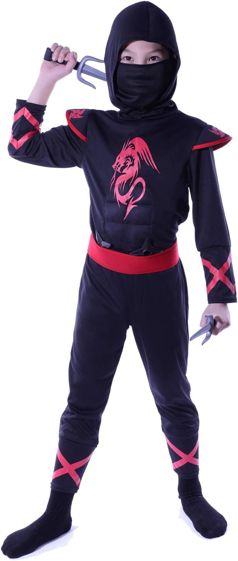 Sincere Party Kids Ninja Costume,Ninja Dress up Role Play Outfit with Accessories image number 5